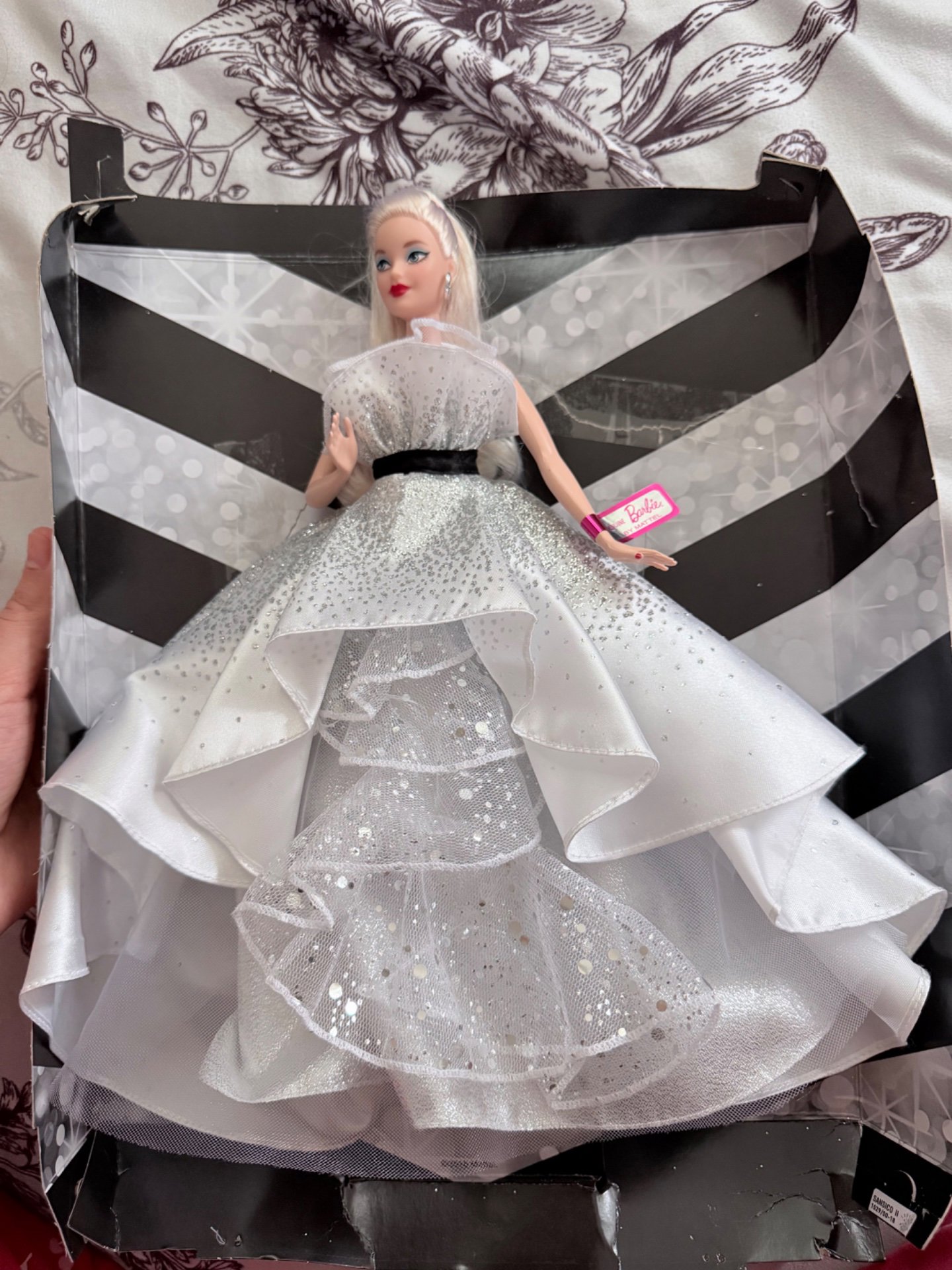 Barbie 60th anniversaryDoll in White Silver Glitter Evening Dress, Barbie, Newborn, Excellent condition — preloved on SilentSale®