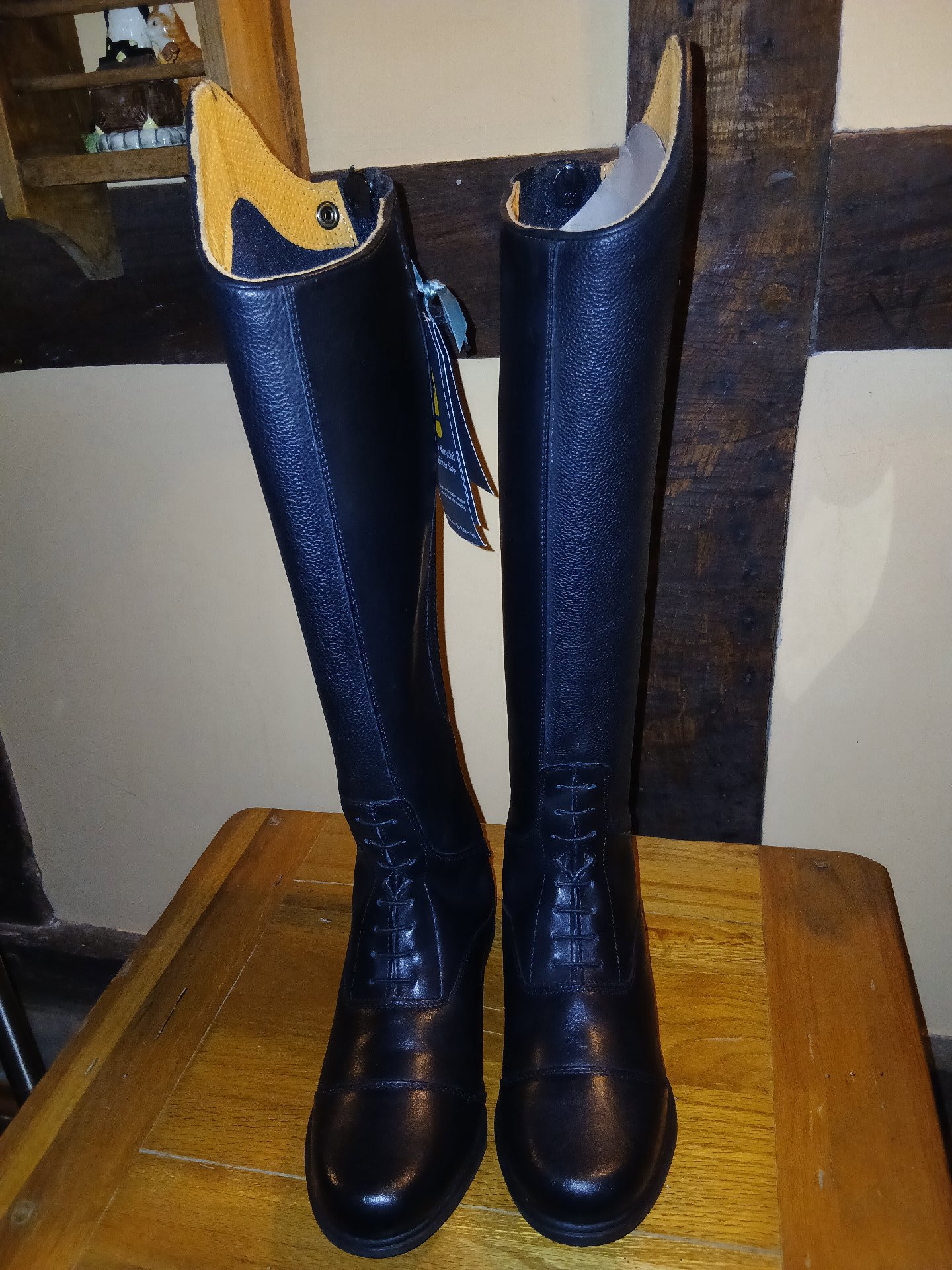 Black Leather Riding Boots – Size 7, Shires, Custom, New condition — preloved on SilentSale®