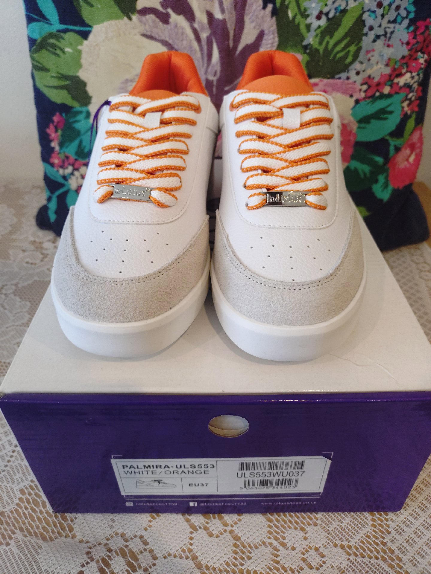 Ladies Lotus Palmira White and Orange Trainers – Size 4, Lotus, 4, New condition — preloved on SilentSale®