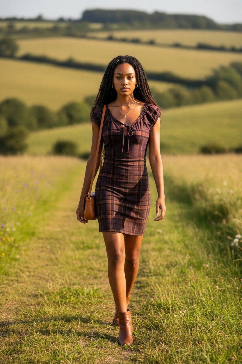 Limited Collection Brown Checked Bodycon Dress – UK 16, Marks & Spencer, 16, New condition — preloved on SilentSale®