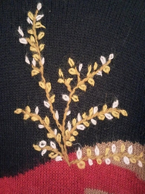 Vintage Teshuhuang Knitted Embroidered Cardigan - Boho Wearable Art, TESHUHUANG, XXL / UK 24-26, Excellent condition — preloved on SilentSale®