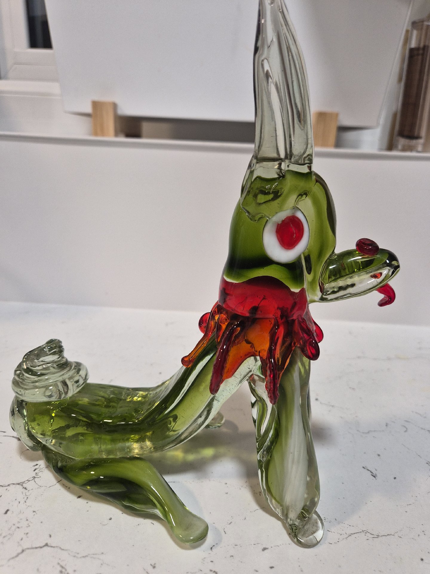 Handmade Glass Animal Figurine Green Red, Handmade, Medium, Excellent condition — preloved on SilentSale®