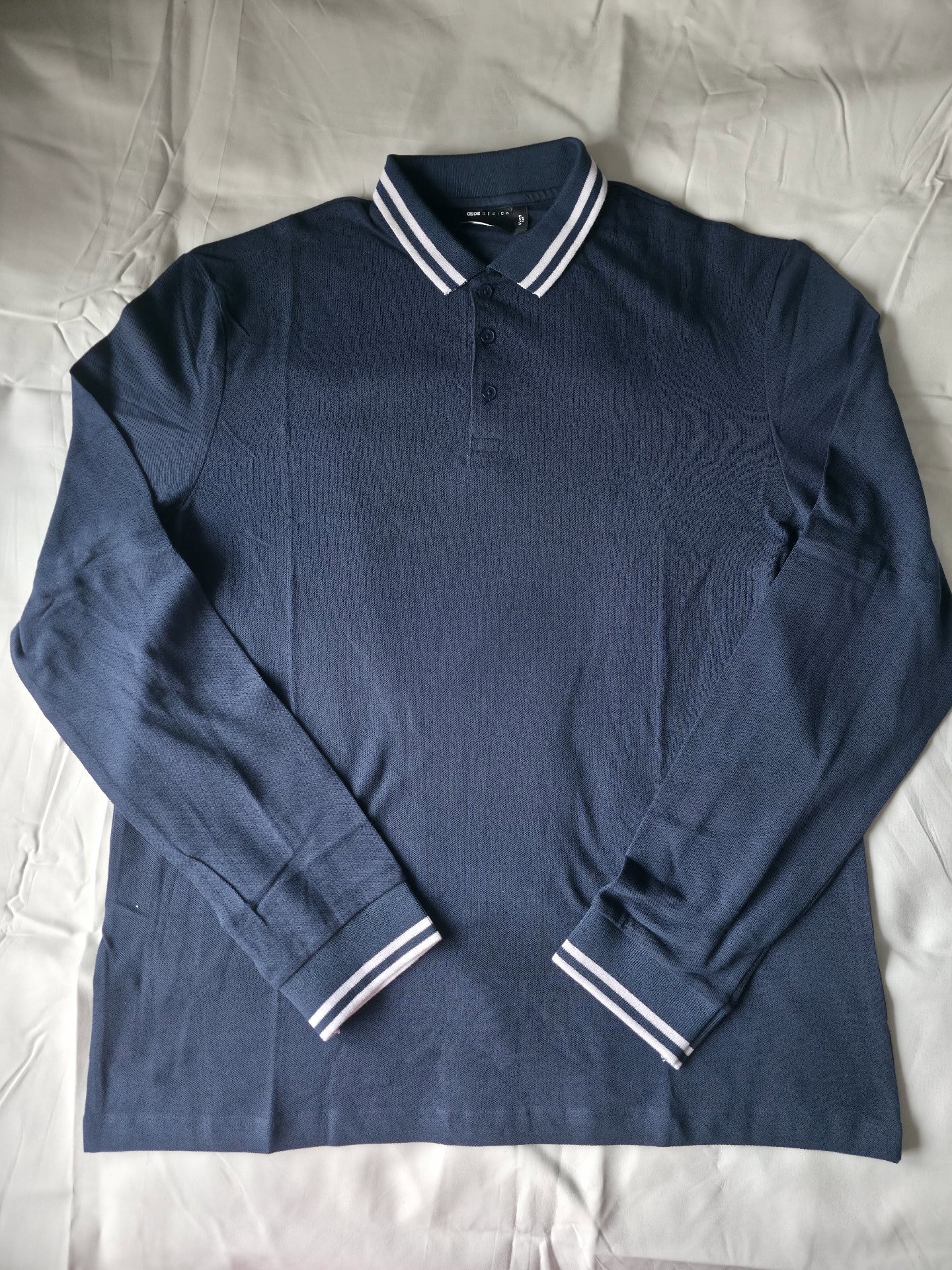 Men’s Navy Long Sleeve Polo, ASOS Design, S, New condition — preloved on SilentSale®