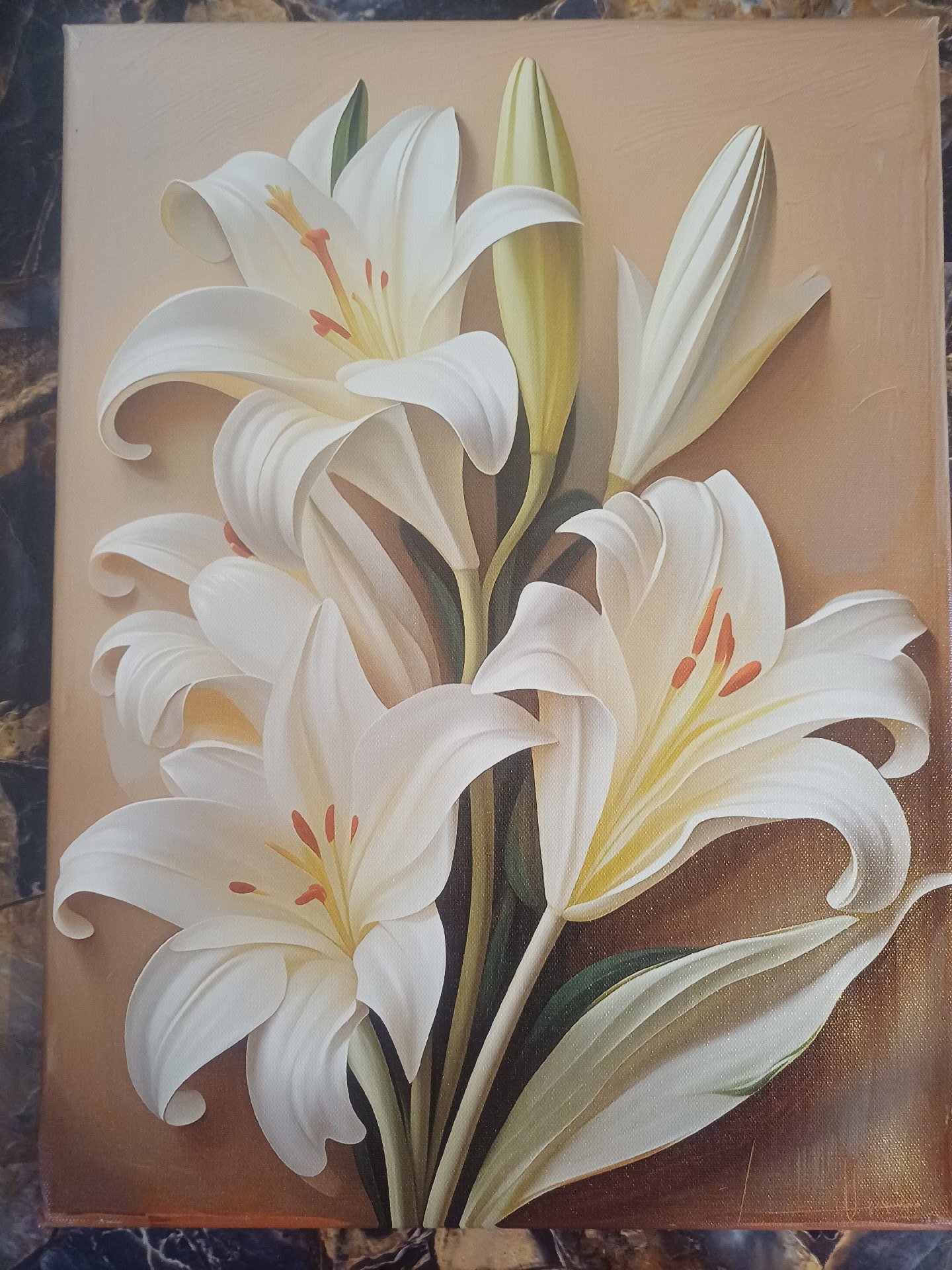 White Lily Floral Canvas Wall Art Painting, Canvas, One Size, Excellent condition — preloved on SilentSale®