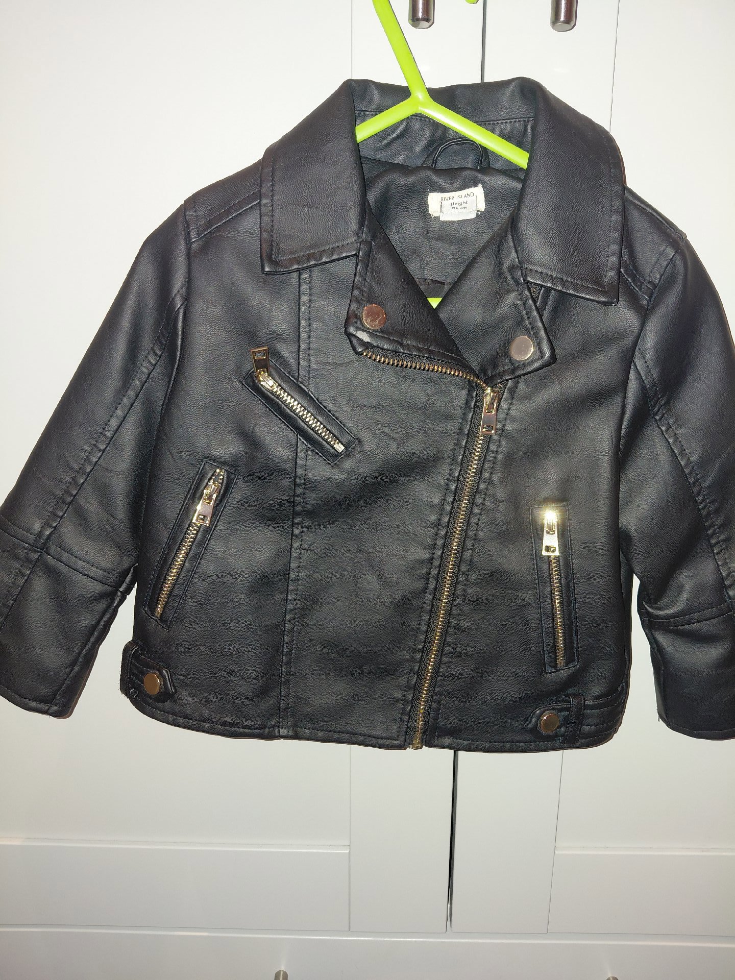 river island Black Faux Leather Biker Jacket, H&M, 12-18 months, Excellent condition — preloved on SilentSale®