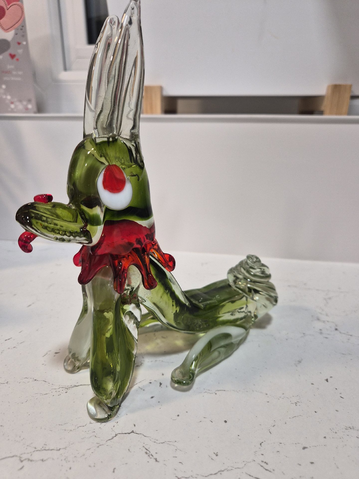 Handmade Glass Animal Figurine Green Red, Handmade, Medium, Excellent condition — preloved on SilentSale®