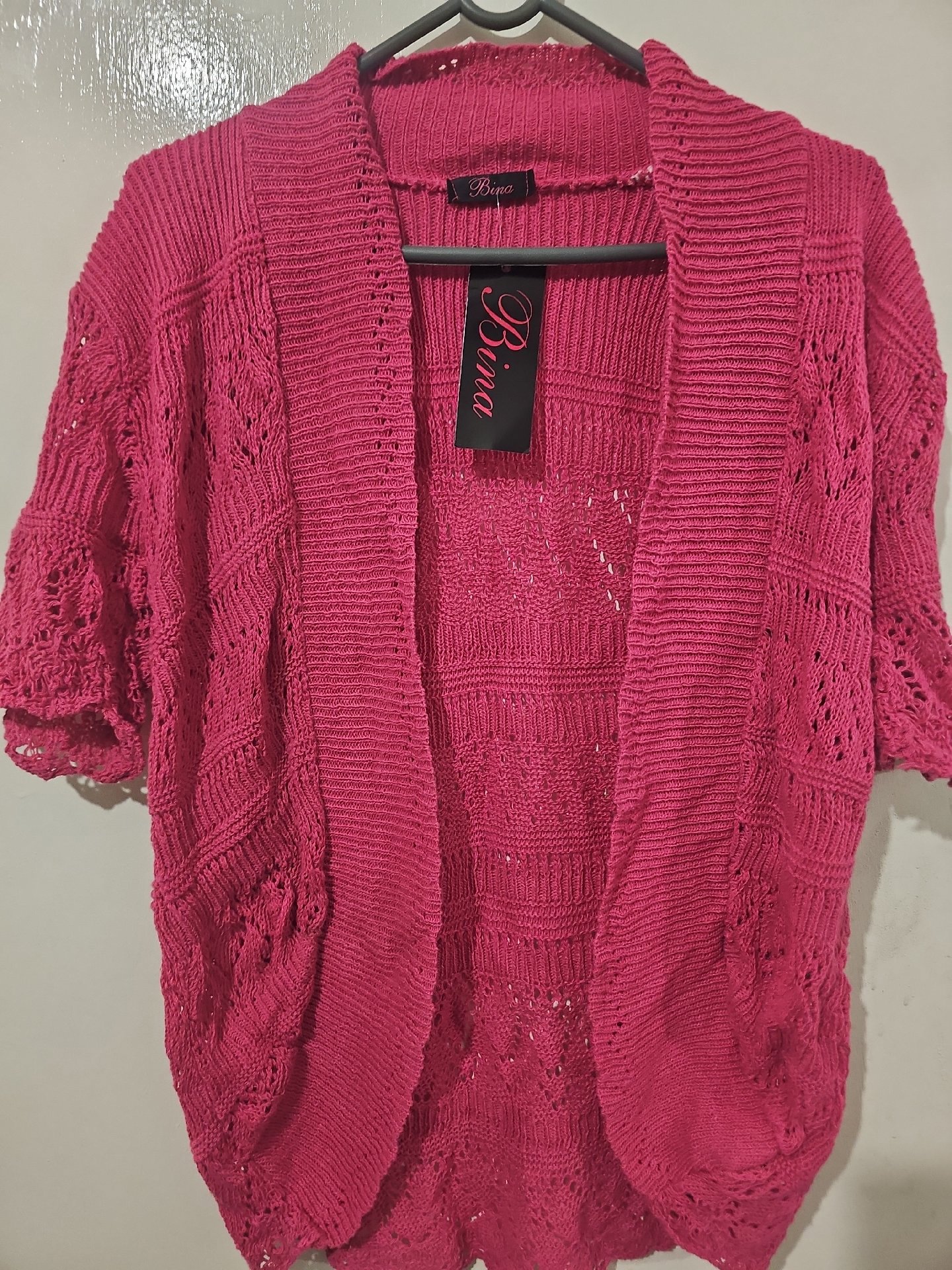 Bina Pink Crochet Knit Cardigan, Bina, M, New condition — preloved on SilentSale®