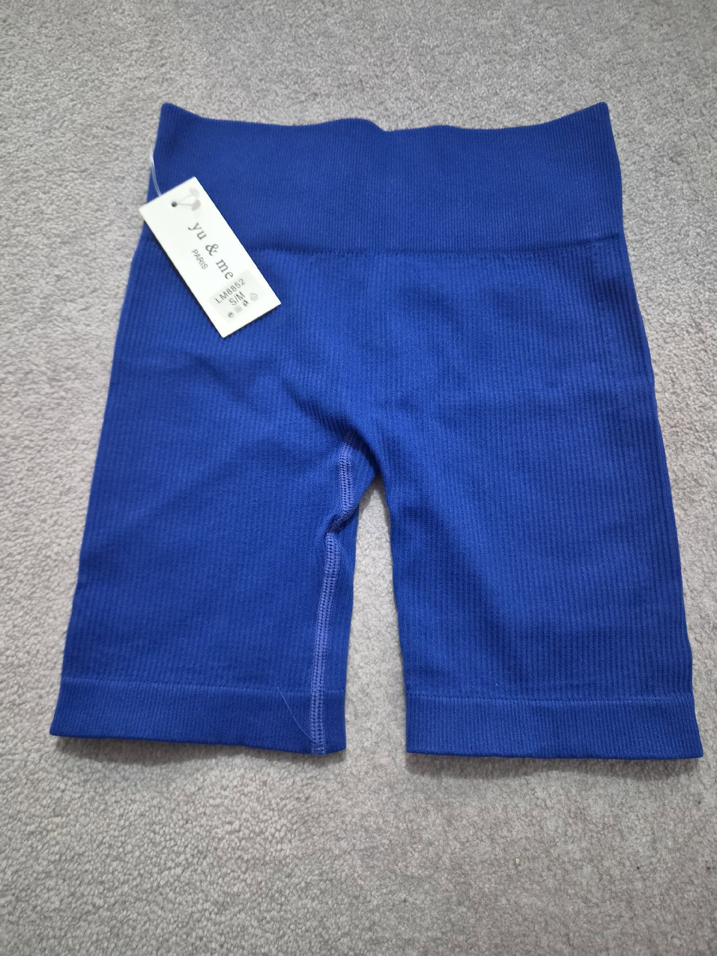 Yu & Me Paris Blue Ribbed Cycling Shorts S/M, Yu & Me Paris, S/M, New condition — preloved on SilentSale®