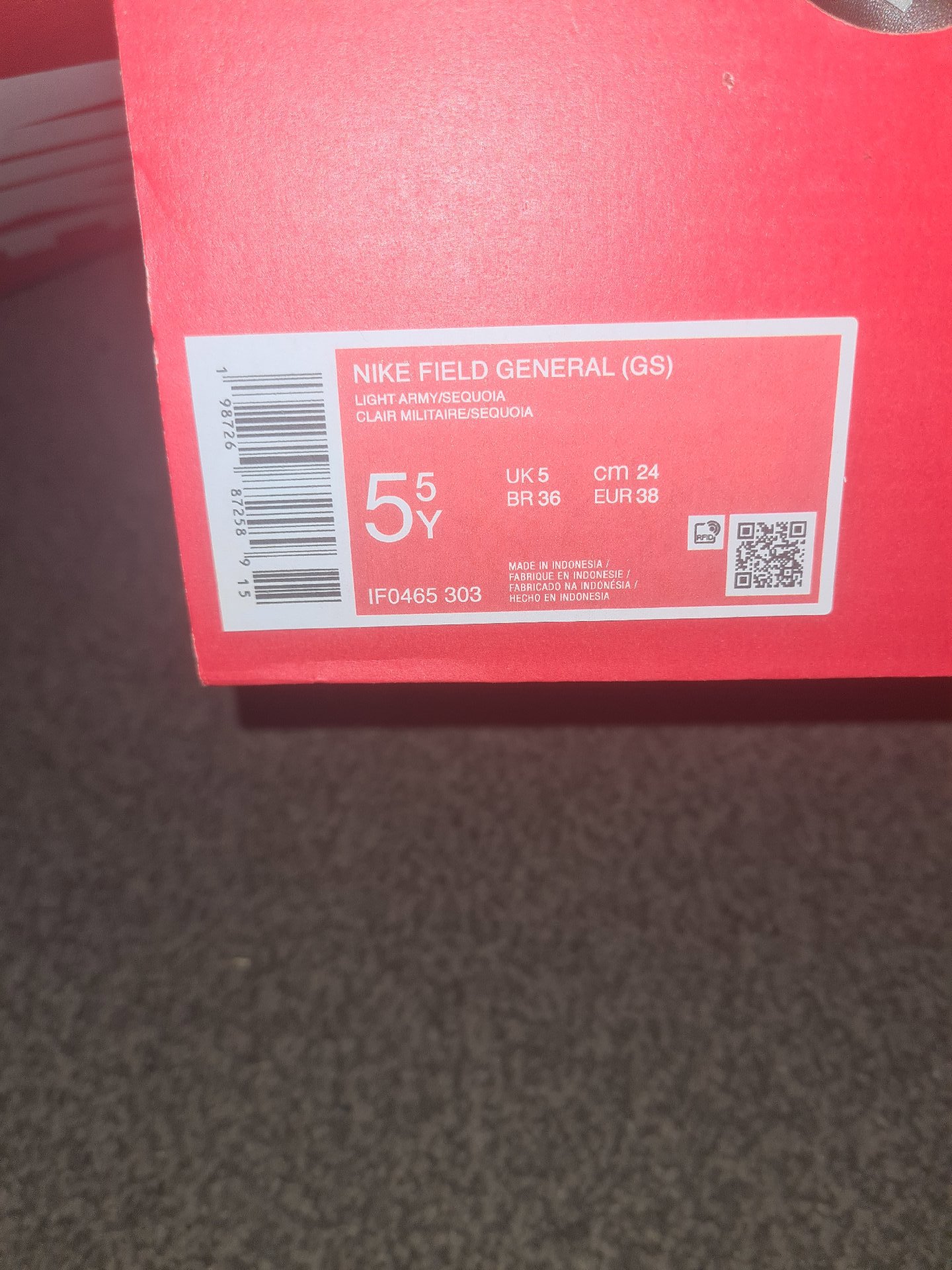 Nike Field General GS Light Army Trainers – UK 5.5Y, Nike, UK 5.5Y, Excellent condition — preloved on SilentSale®