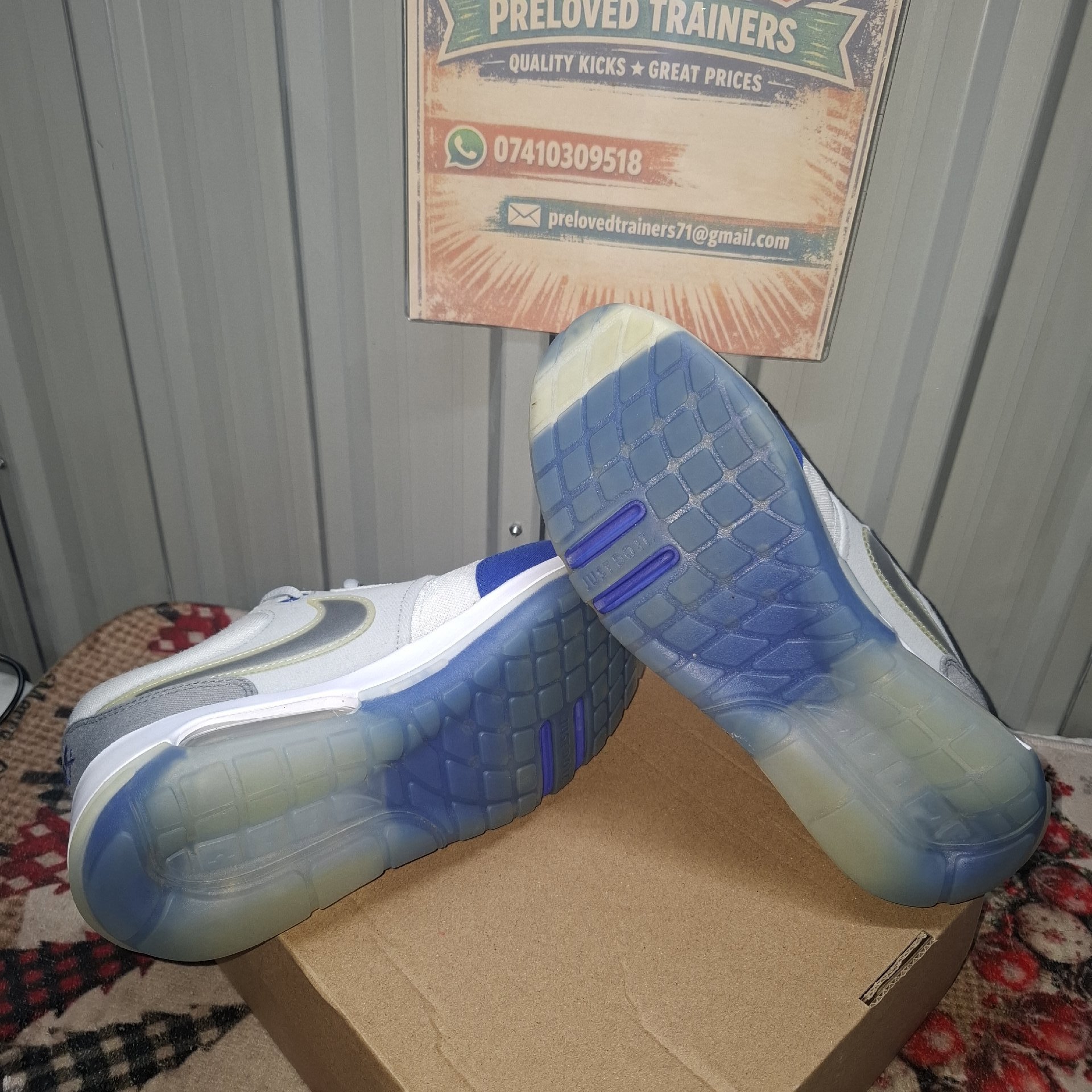 Nike Air Max White and Blue Trainers – UK 6, Nike, 6, Good condition — preloved on SilentSale®