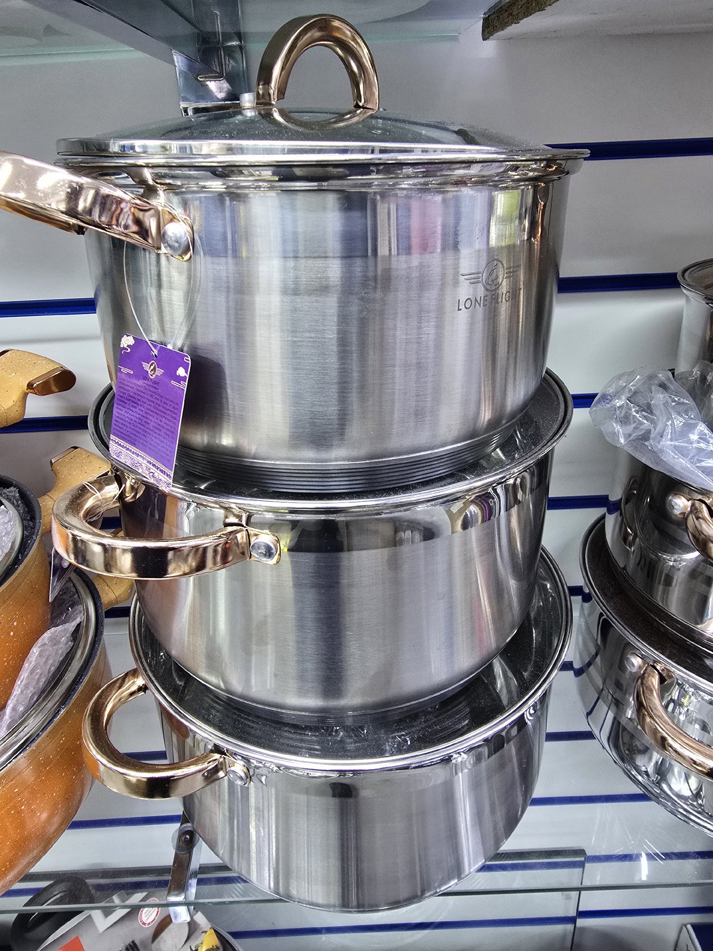 Lone High Stainless Steel Cooking Pot Set with Glass Lid, Lone High, One Size, New condition — preloved on SilentSale®