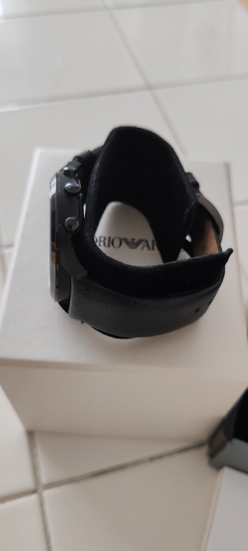 Emporio Armani Black Leather Strap Men's Watch, Armani, One Size, Excellent condition — preloved on SilentSale®