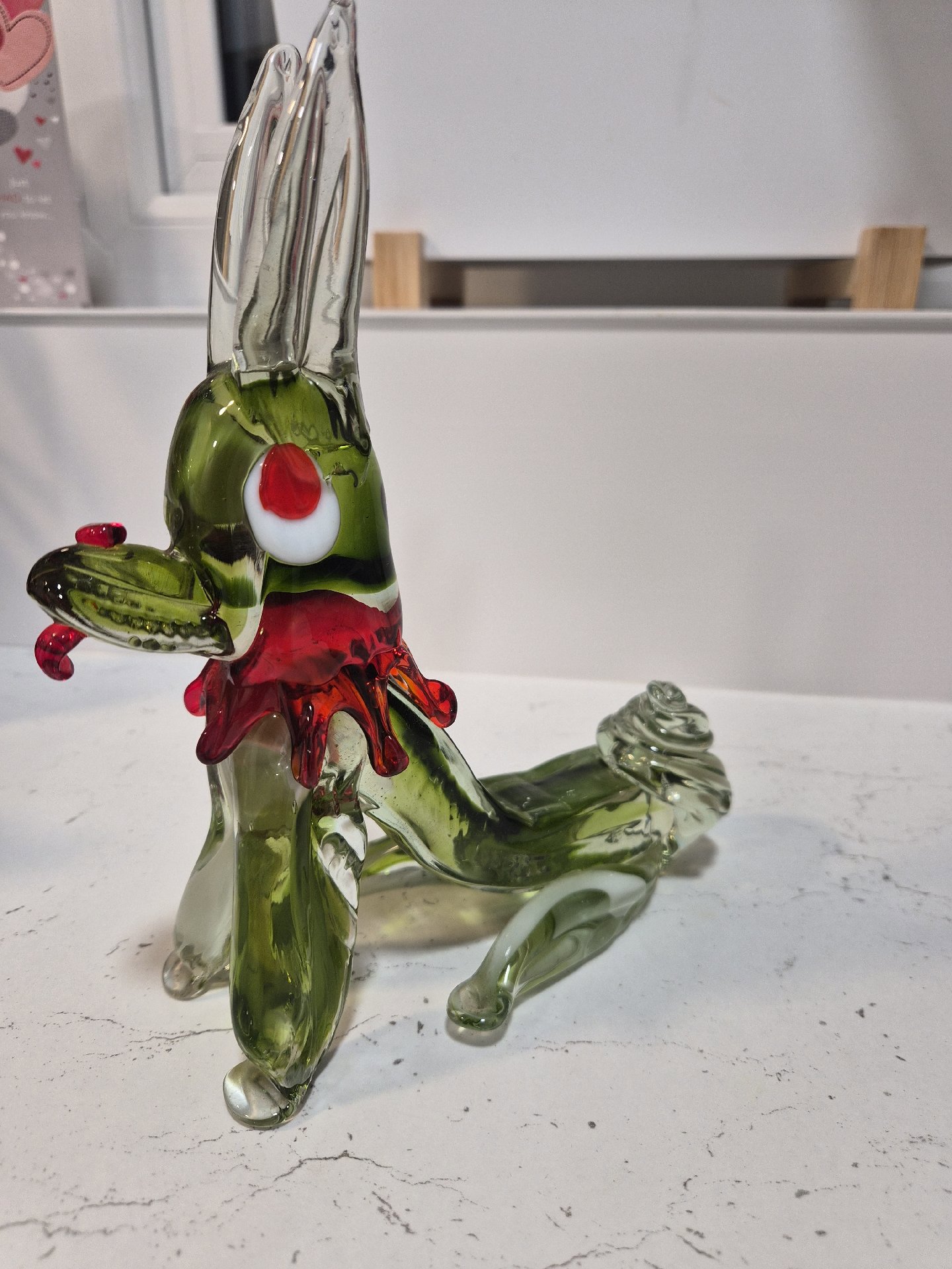 Handmade Glass Animal Figurine Green Red, Handmade, Medium, Excellent condition — preloved on SilentSale®