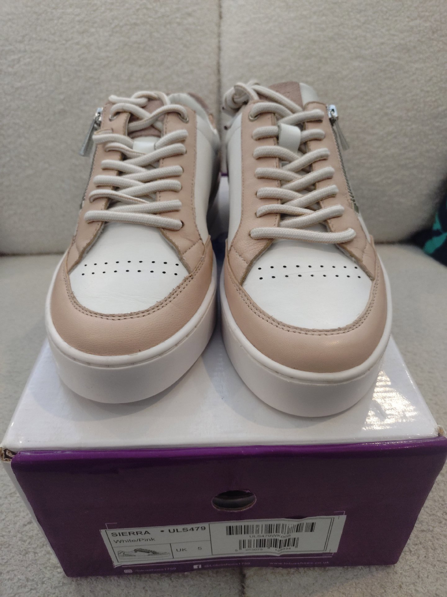 Lotus Sierra White and Pink Leather Trainers – UK 5, Lotus, 5, New condition — preloved on SilentSale®