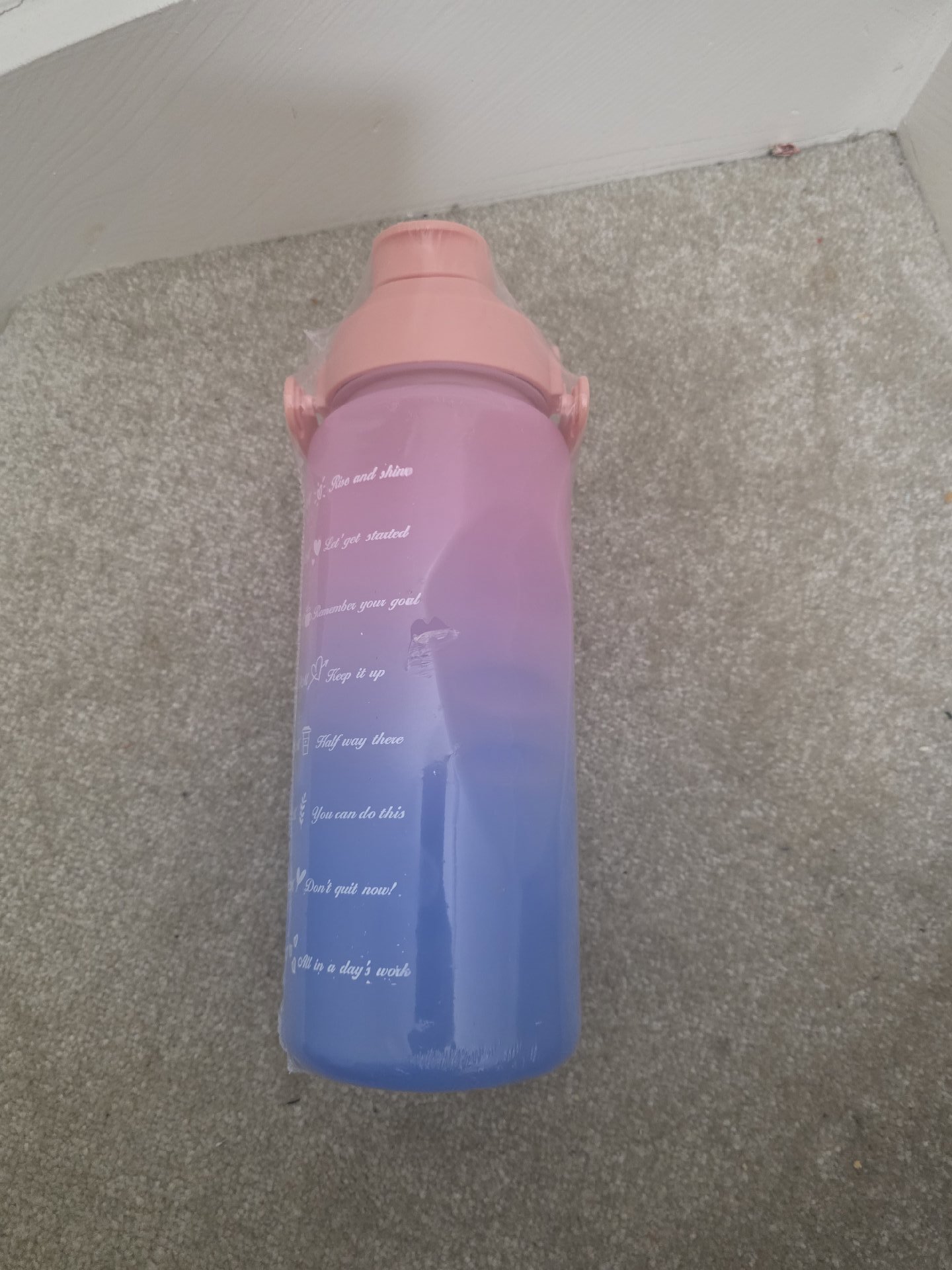 Gradient Pink and Blue Plastic Water Bottle with Motivational Markings, Unbranded, Extra Large, New condition — preloved on SilentSale®