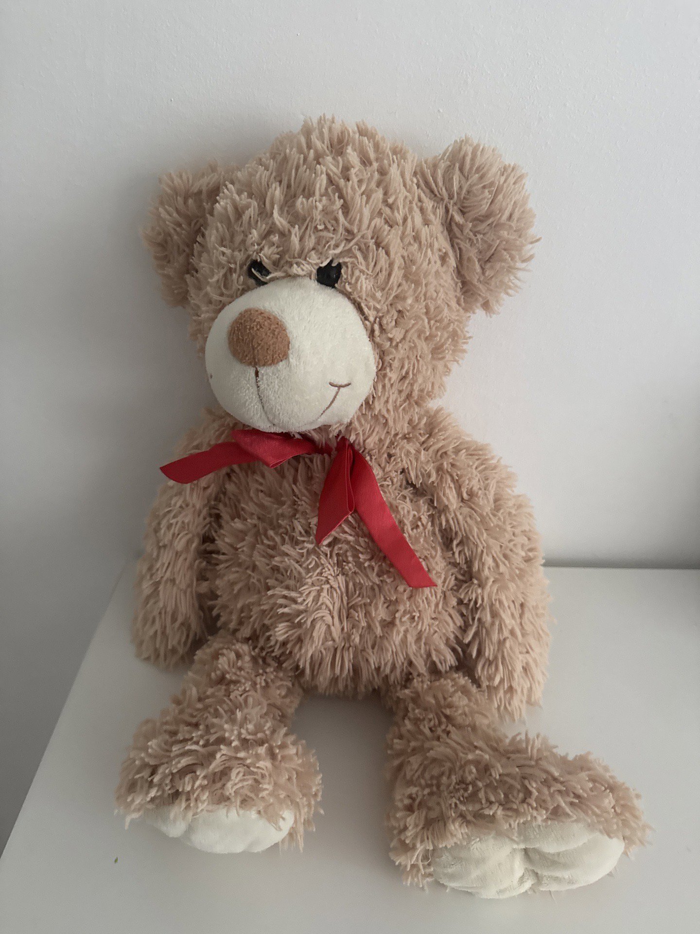 Brown Plush Teddy Bear Soft Toy with Red Bow, Red, 18-24M, Excellent condition — preloved on SilentSale®