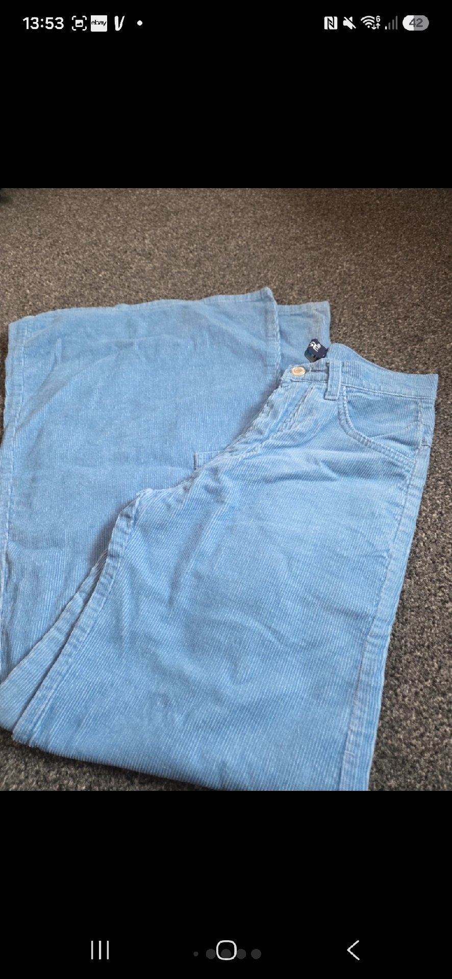 Sasson Light Blue Corduroy Wide Leg Trousers, Sasson, Waist 26 Length 32, New condition — preloved on SilentSale®