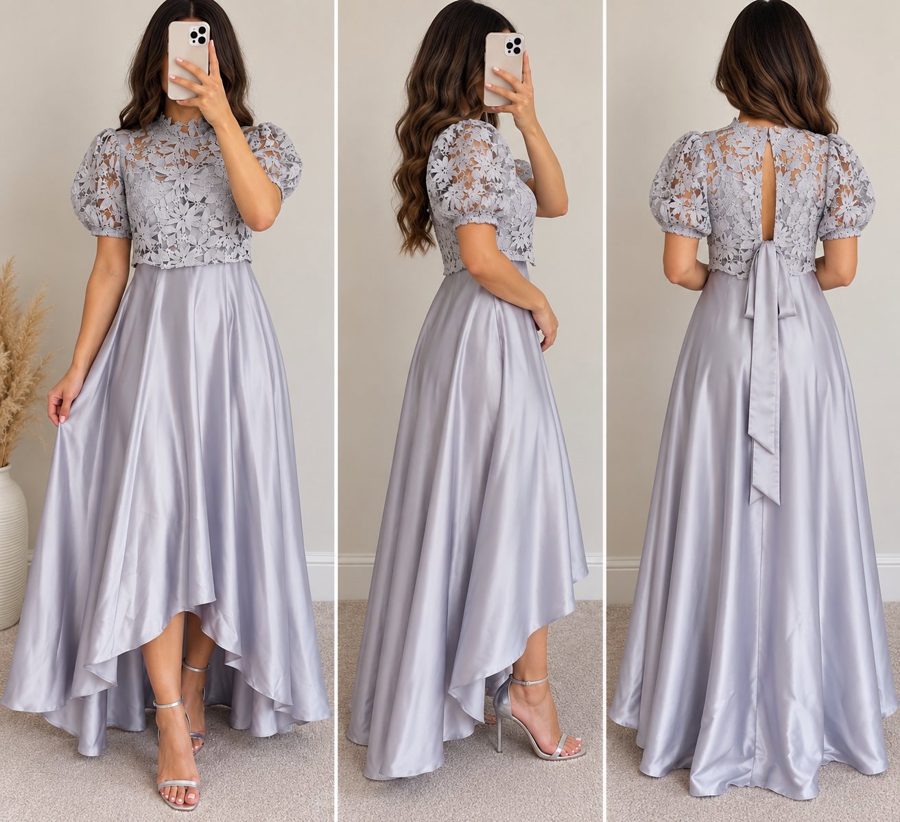 Coast Silver Lace High Low Dress – UK 12, Coast, 12, New condition — preloved on SilentSale®