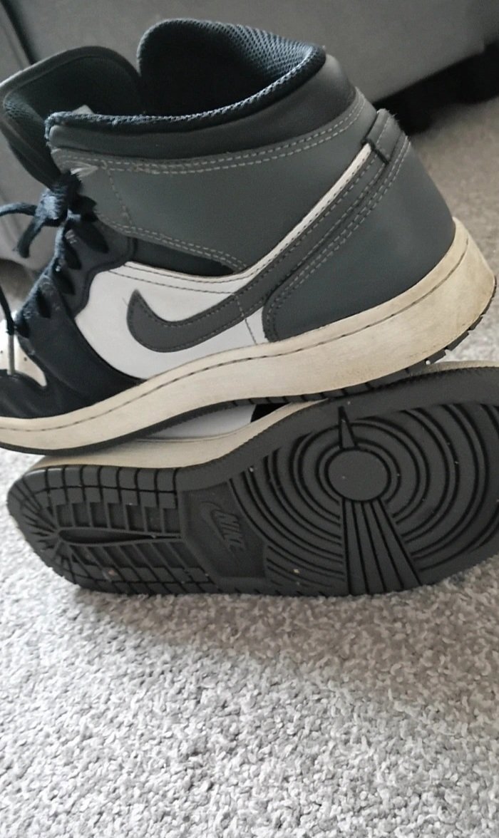 Nike Air Jordan 1 Mid Black White Grey Trainers, Nike, 6, Good condition — preloved on SilentSale®