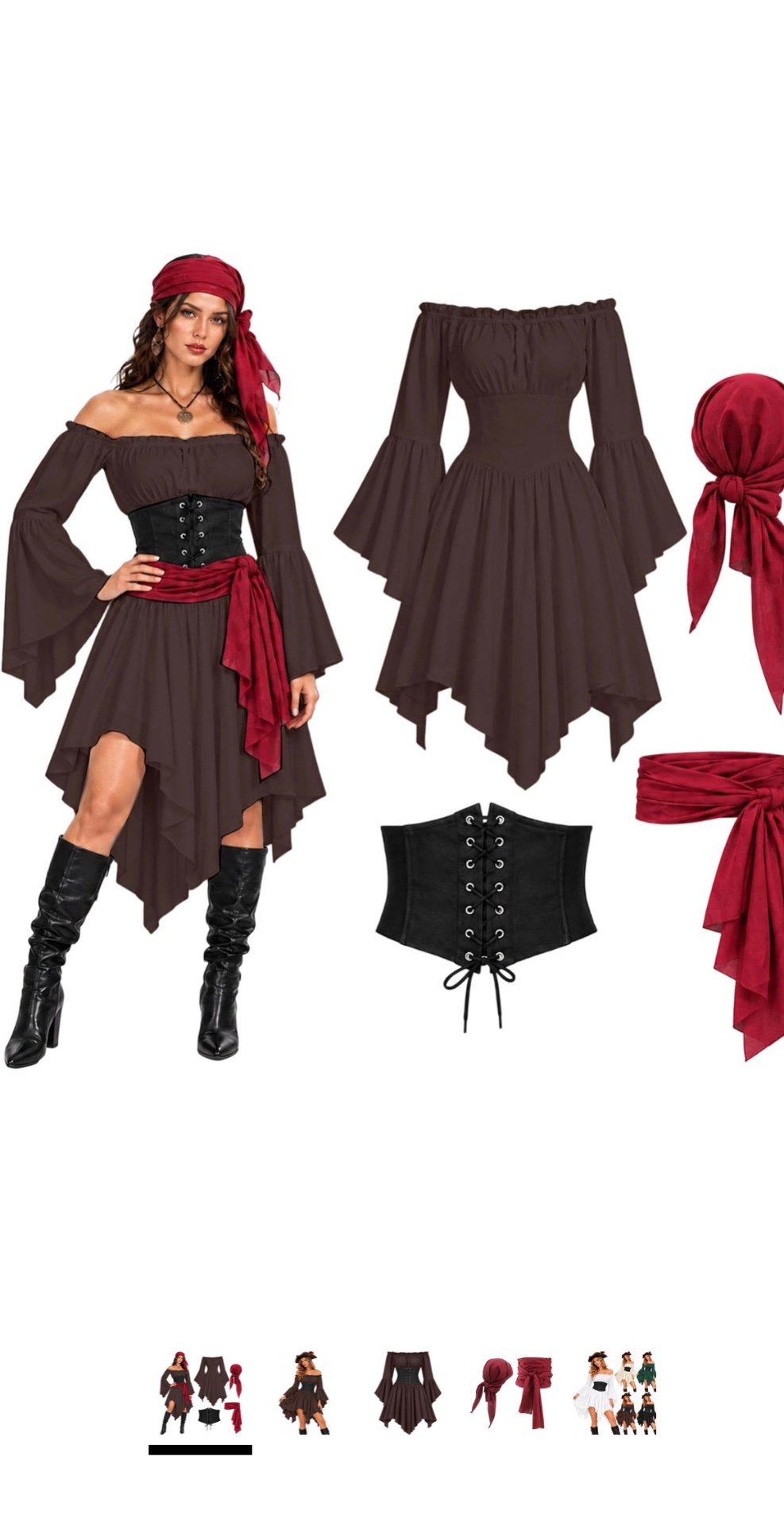 Pirate Costume Dress with Corset and Headscarf – Size XS, Unbranded, XS, New condition — preloved on SilentSale®