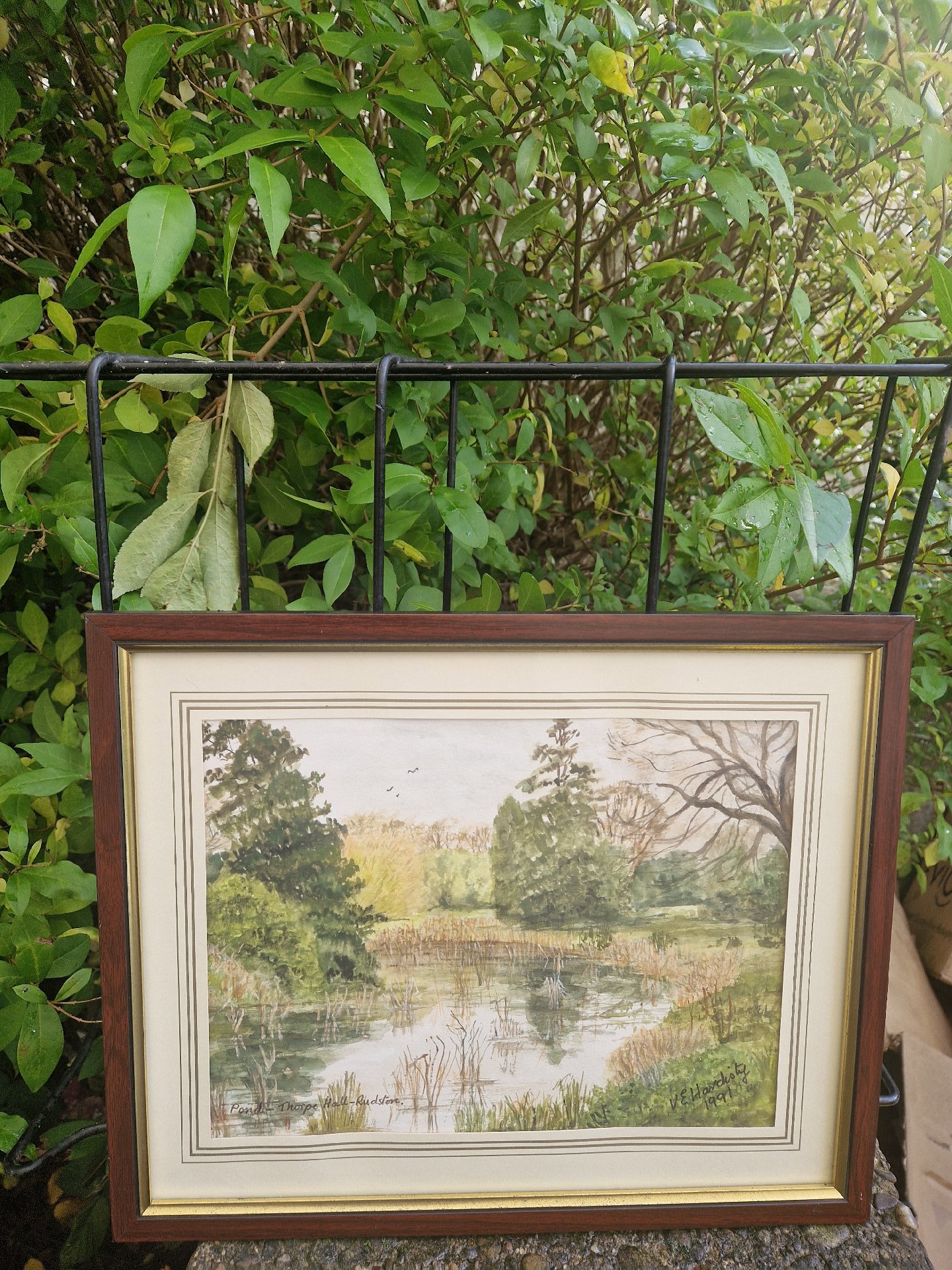 Watercolor painting titled 'River Landscape' by E. Wood, Unbranded, One Size, Excellent condition — preloved on SilentSale®