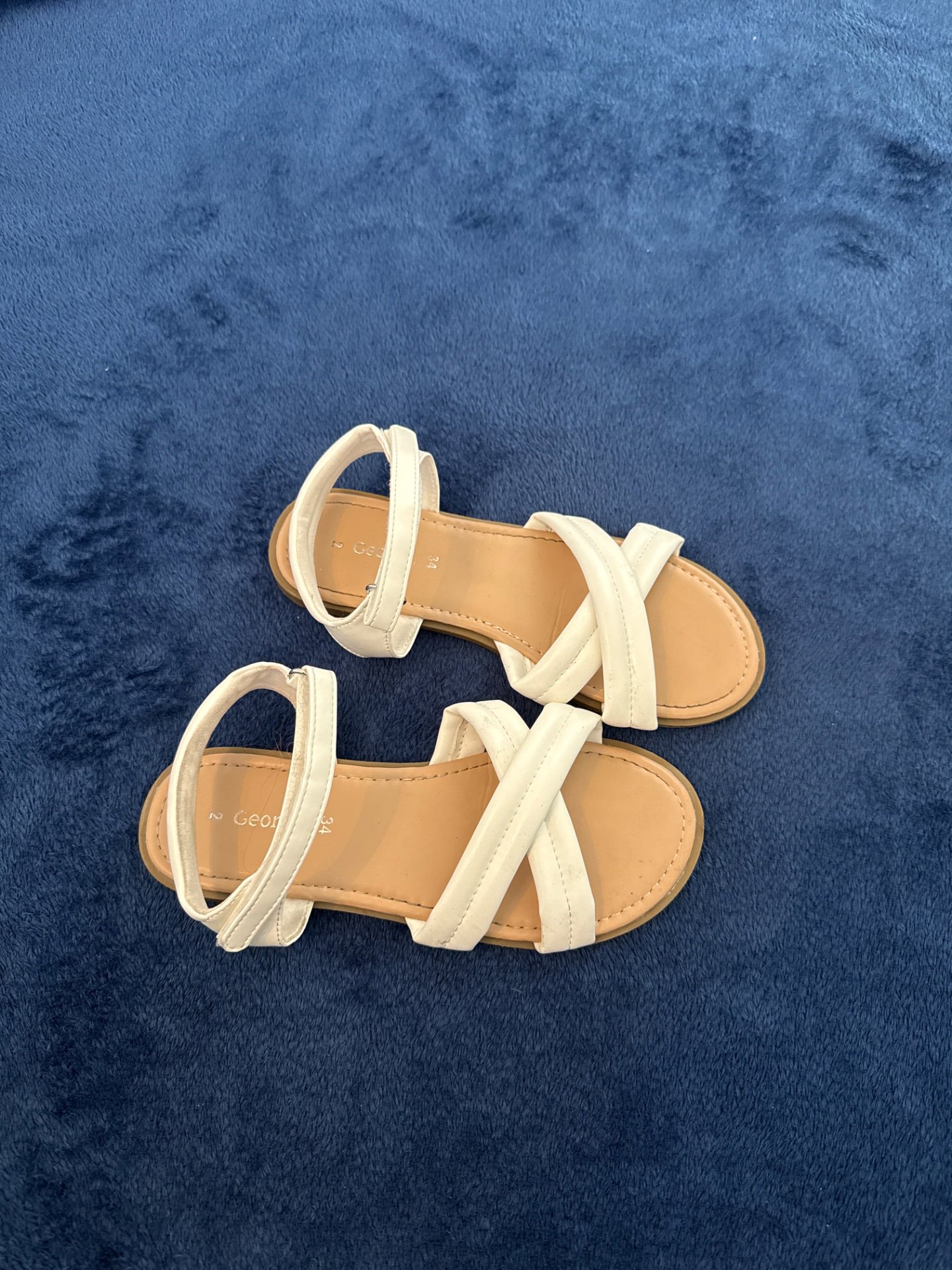 Girls White Strappy Sandals, George, 1.5, Excellent condition — preloved on SilentSale®