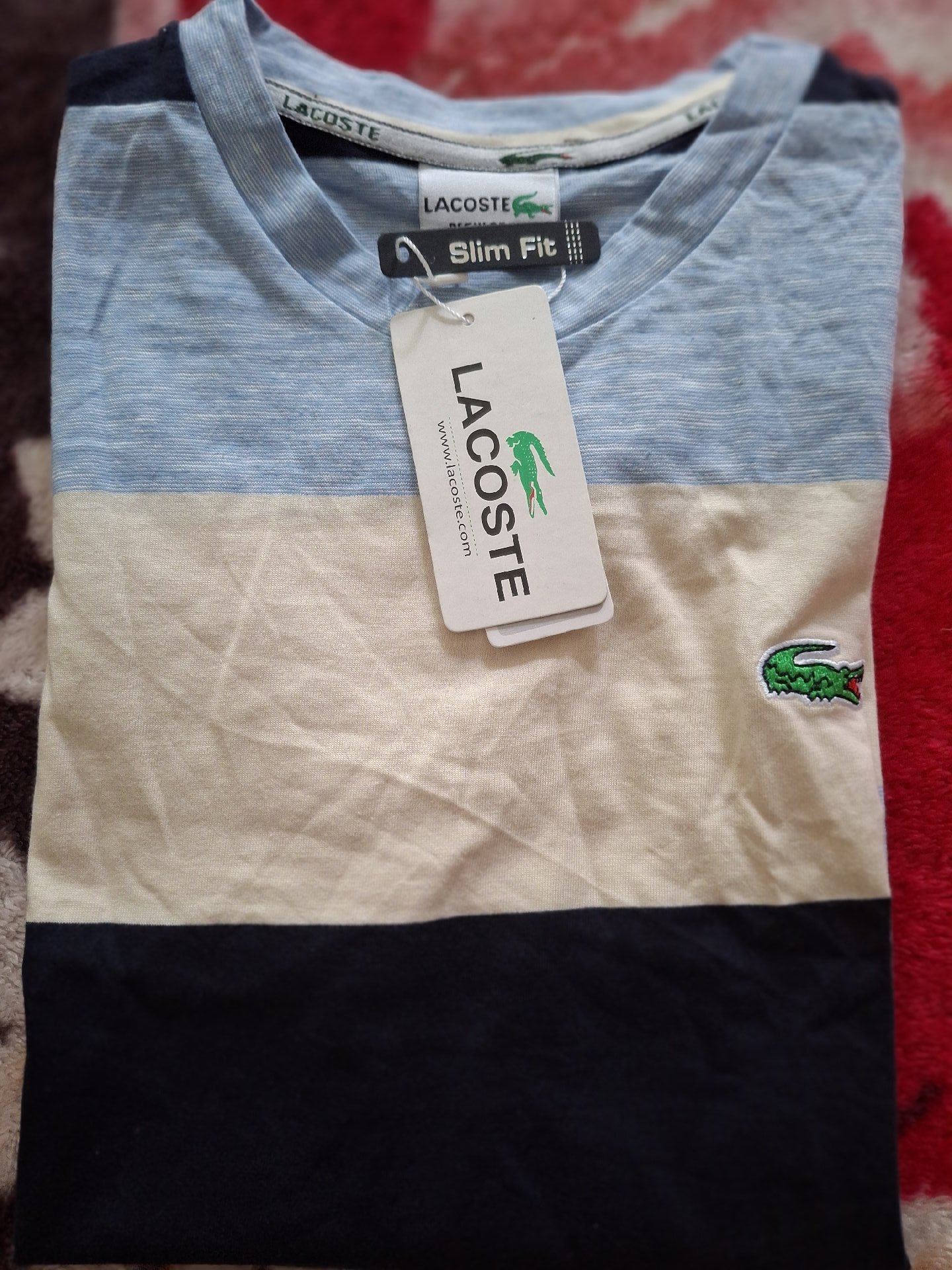 Lacoste Slim Fit Striped T-Shirt – Size M, Lacoste, M, New condition — preloved on SilentSale®