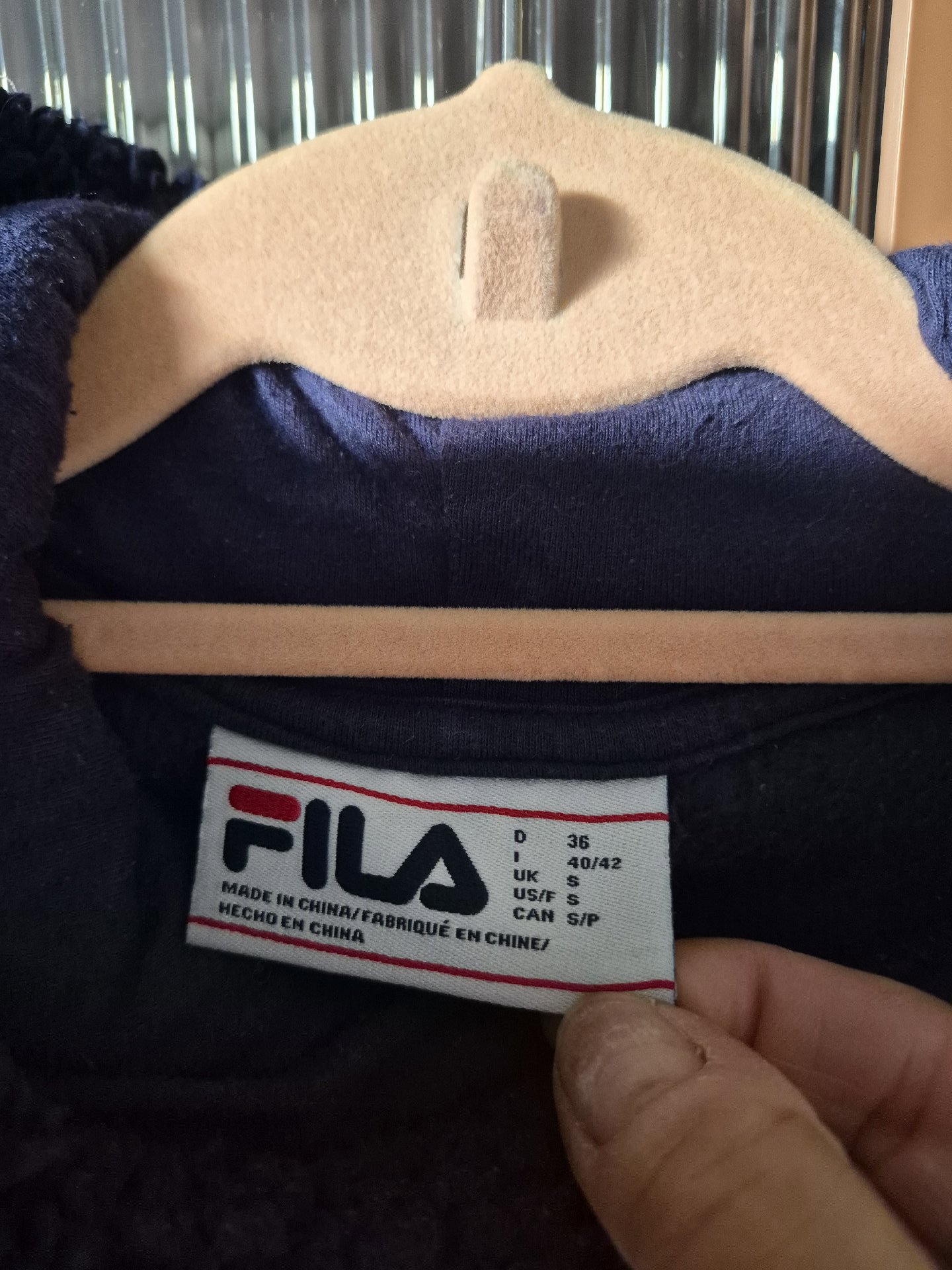 Fila Navy Blue Sherpa Hoodie Sweatshirt – UK Size S, Fila, S, New condition — preloved on SilentSale®