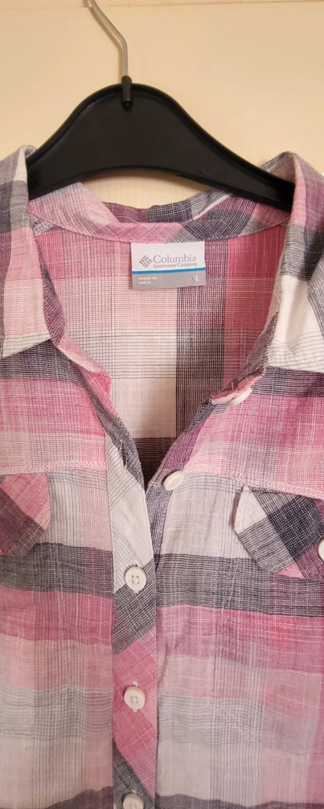 Columbia Womens Pink Plaid Lightweight Cotton Shirt size large, Columbia, L, Excellent condition — preloved on SilentSale®