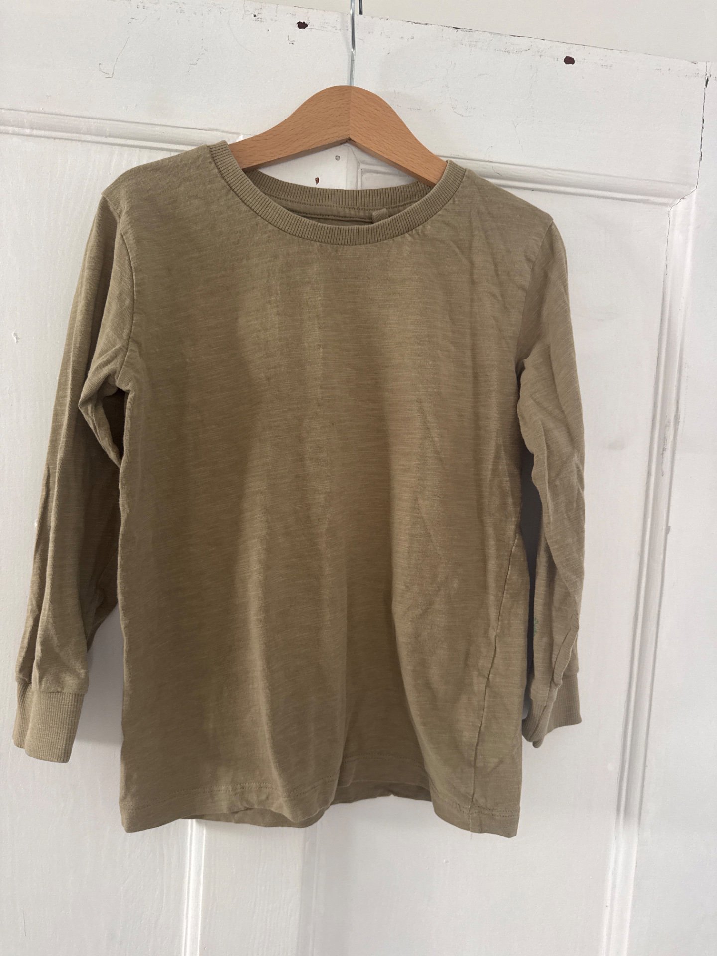 Khaki Long Sleeve T-Shirt, Next, 5-6 years, Good condition — preloved on SilentSale®