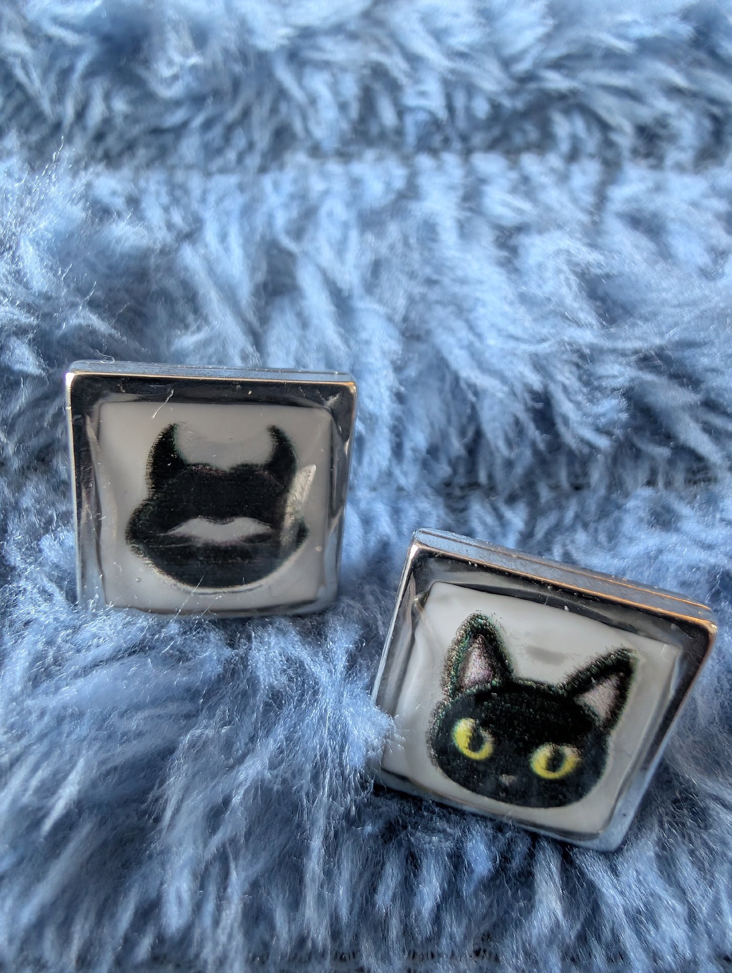 Cute Cat Face and Devil Horns Enamel Cufflinks, Unbranded, One Size, New condition — preloved on SilentSale®