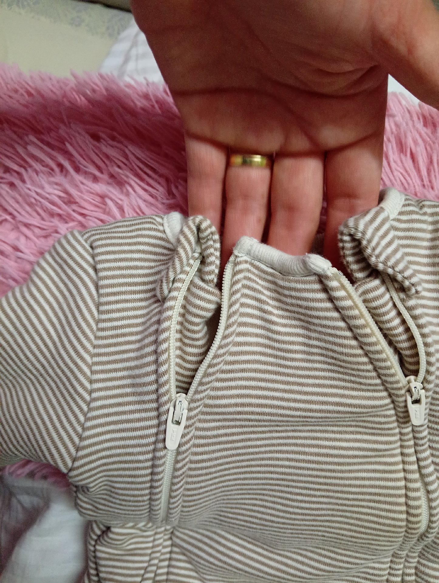 Unbranded Beige Brown Striped Baby Sleepsuit, Marks & Spencer, Newborn, New condition — preloved on SilentSale®
