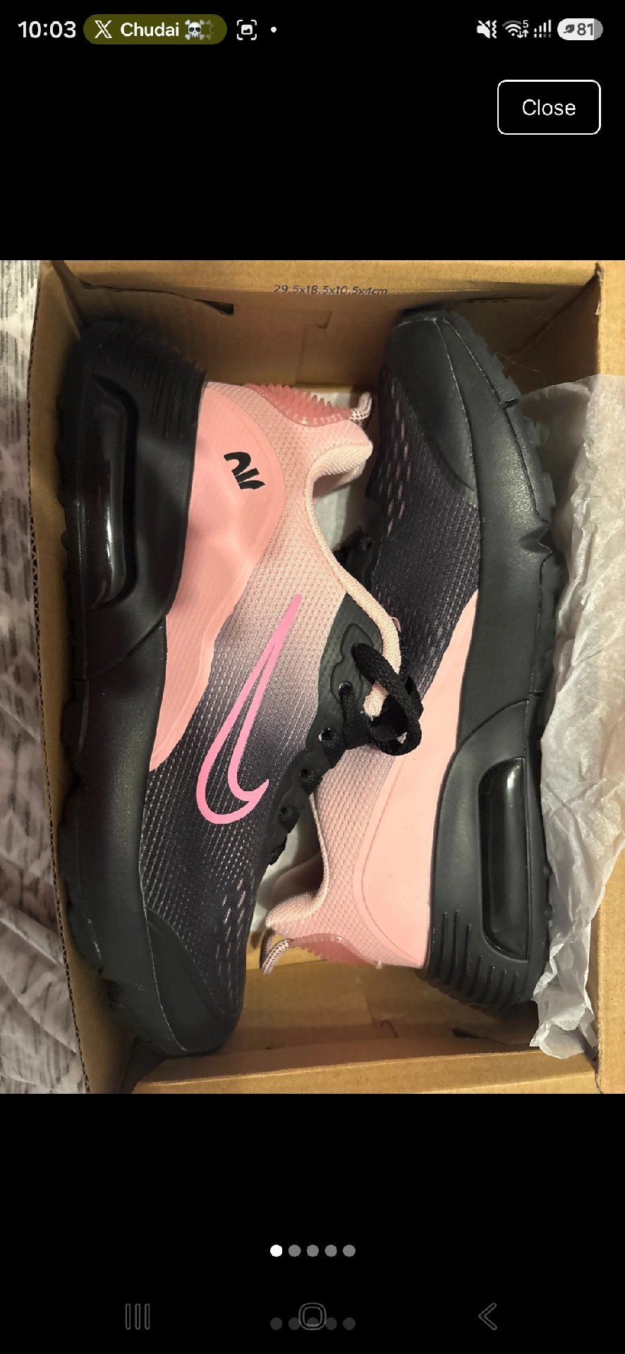Nike Air Max Pink and Black Trainers, Nike, 6, New condition — preloved on SilentSale®
