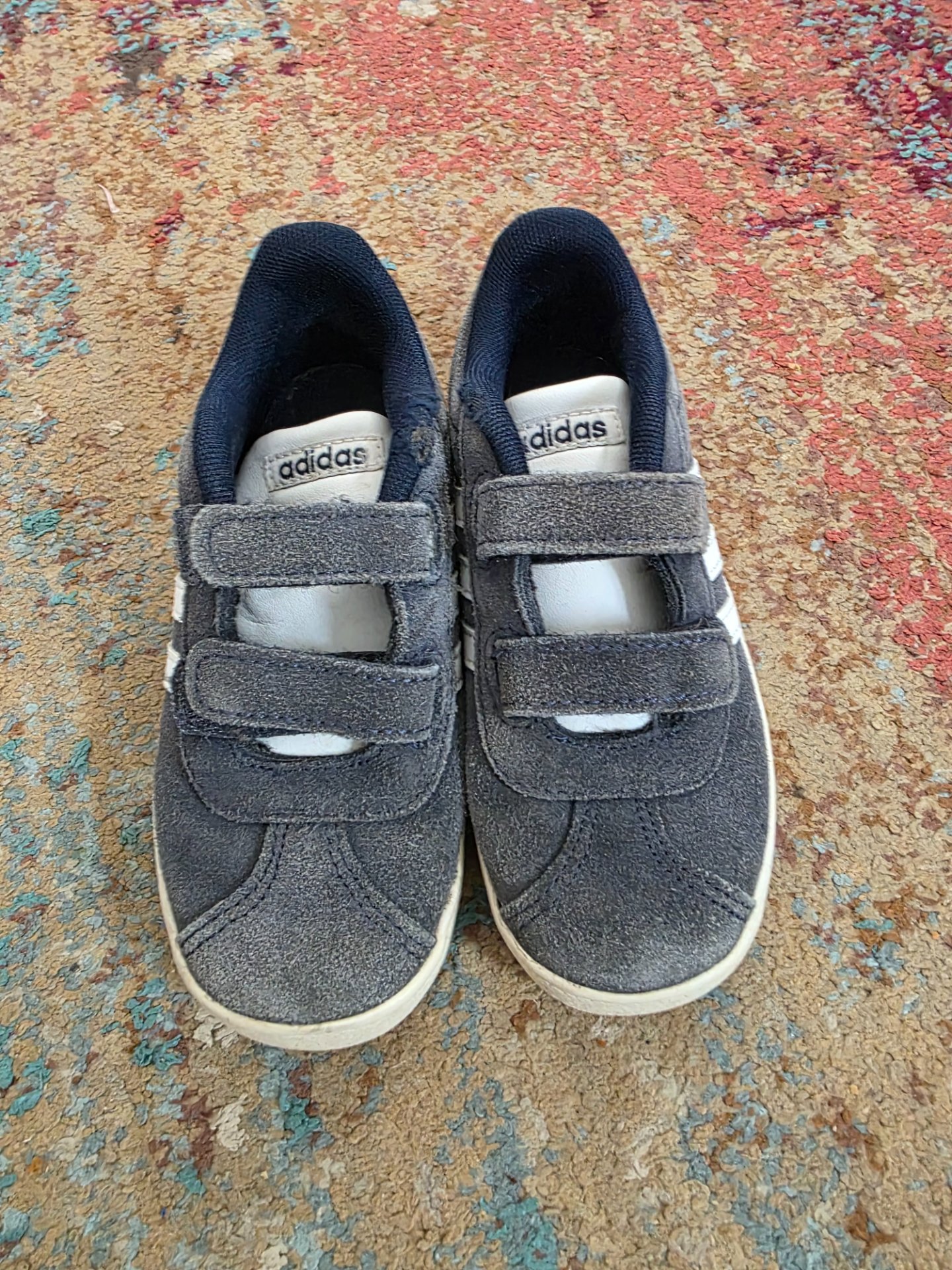 Adidas Kids Grey Suede Trainers Velcro Straps – UK 9K, Adidas, 9, Fair condition — preloved on SilentSale®