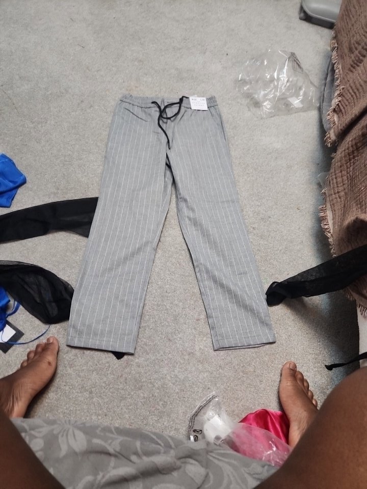 Grey Checked Drawstring Trousers, Unbranded, 8, New condition — preloved on SilentSale®