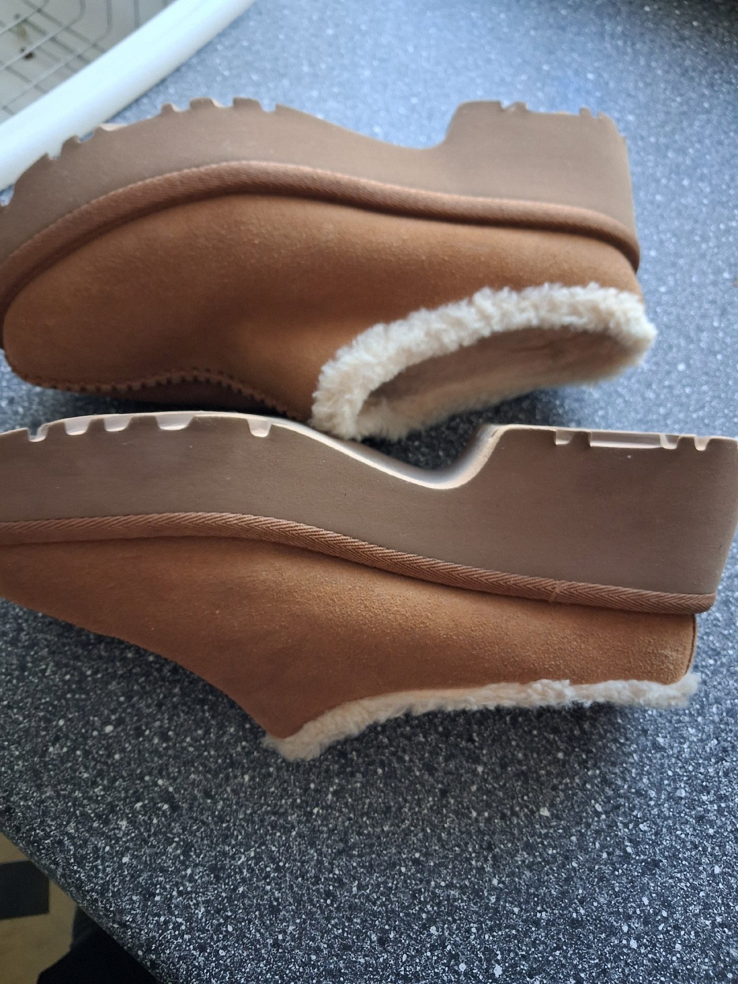 UGG Brown Suede Sheepskin Lined Slippers, UGG, 5, Like New condition — preloved on SilentSale®