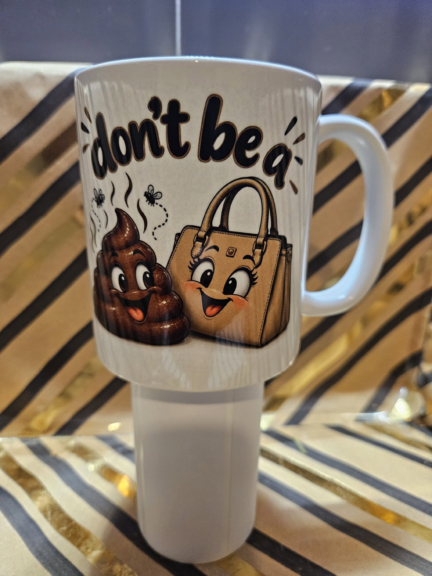 Novelty Ceramic Travel Mug Cup with Humorous Print, Unbranded, One Size, New condition — preloved on SilentSale®