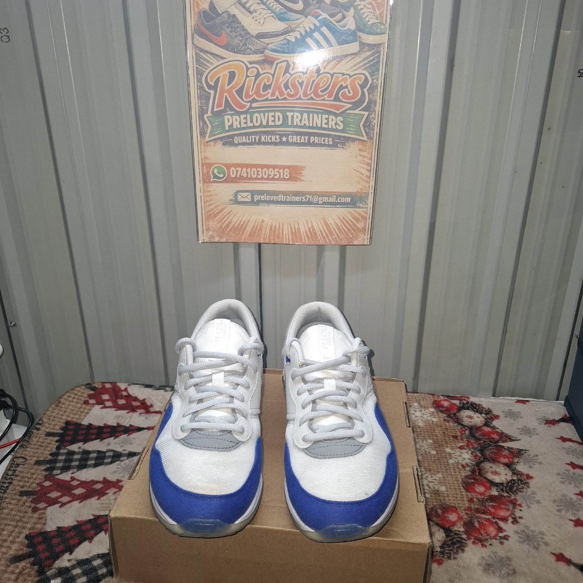 Nike Air Max White and Blue Trainers – UK 6, Nike, 6, Good condition — preloved on SilentSale®