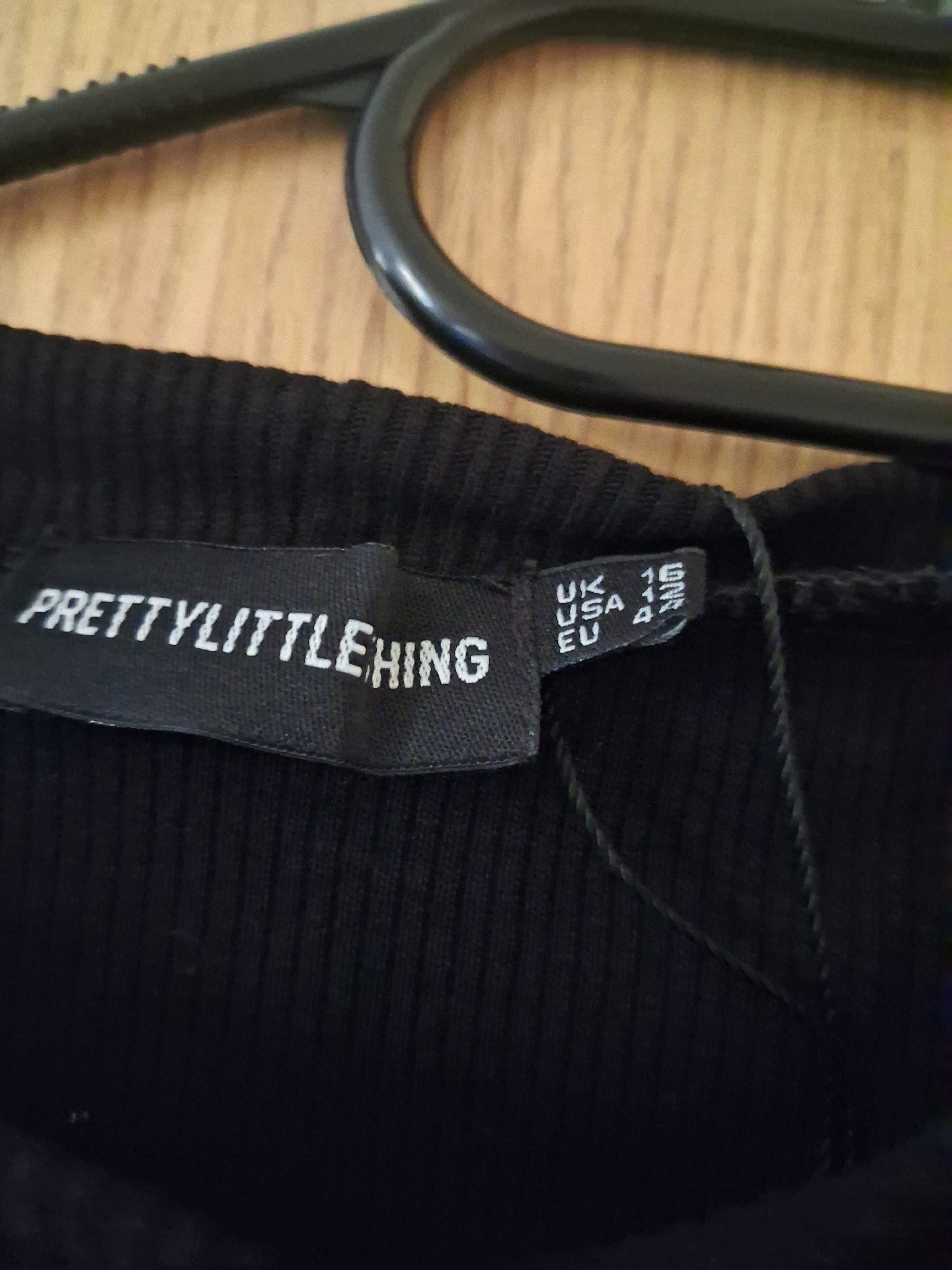 PrettyLittleThing Black Ribbed Midi Dress – UK 16, PrettyLittleThing, 16, New condition — preloved on SilentSale®