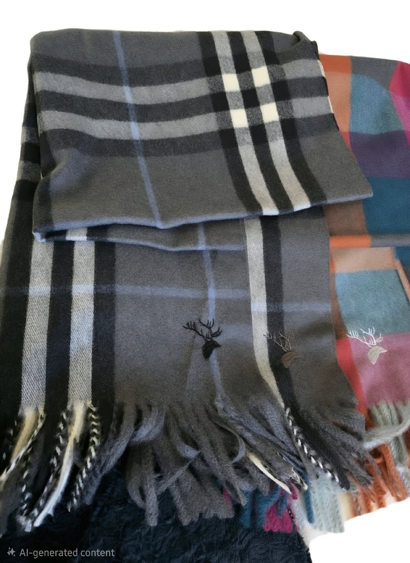  Wool Blend Scarves with Deer Embroidery, Unbranded, One Size, New condition — preloved on SilentSale®