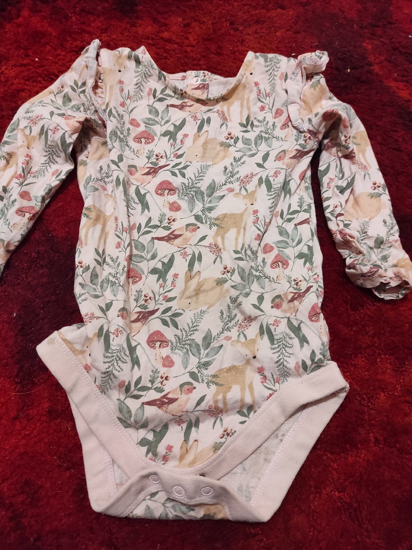 Baby Bodysuit with Woodland Animal Print – Size Unknown, TU, 12-18M, Excellent condition — preloved on SilentSale®
