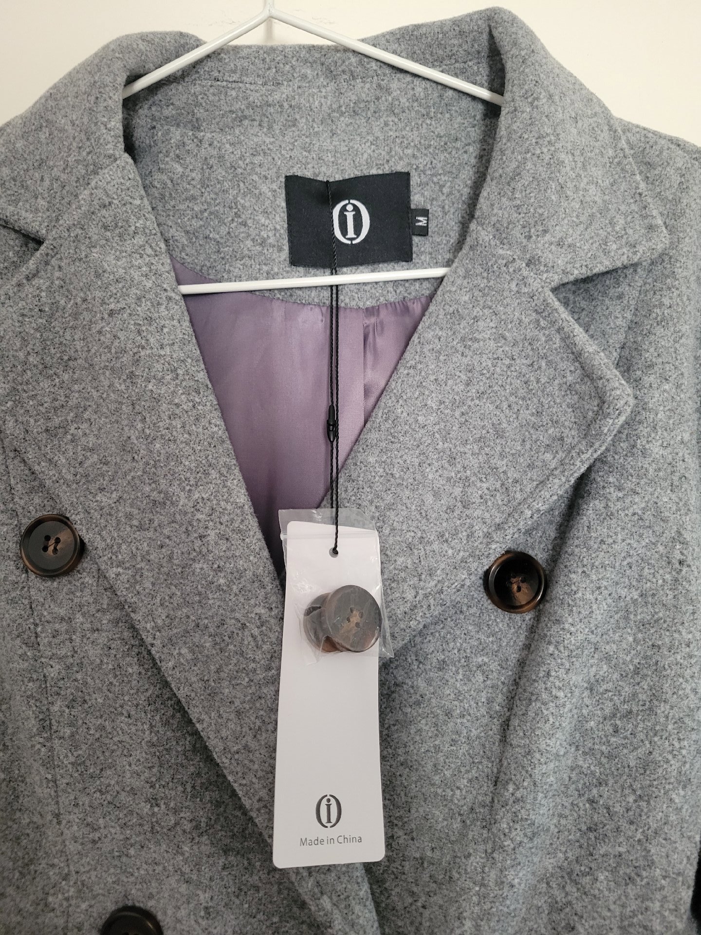 Grey Double Breasted Wool Blend Coat – Size M, Other, M, New condition — preloved on SilentSale®