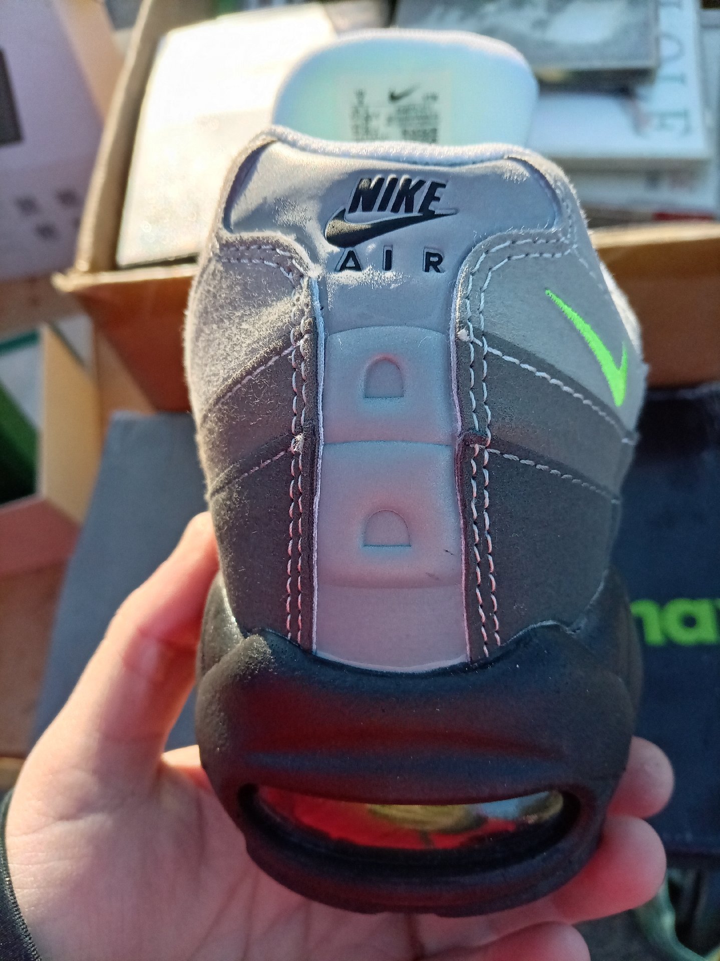 Nike Air Max 95 TT Dull Grey Black Fluorescent Green Trainers – UK 8.5, Nike, 8.5, New condition — preloved on SilentSale®