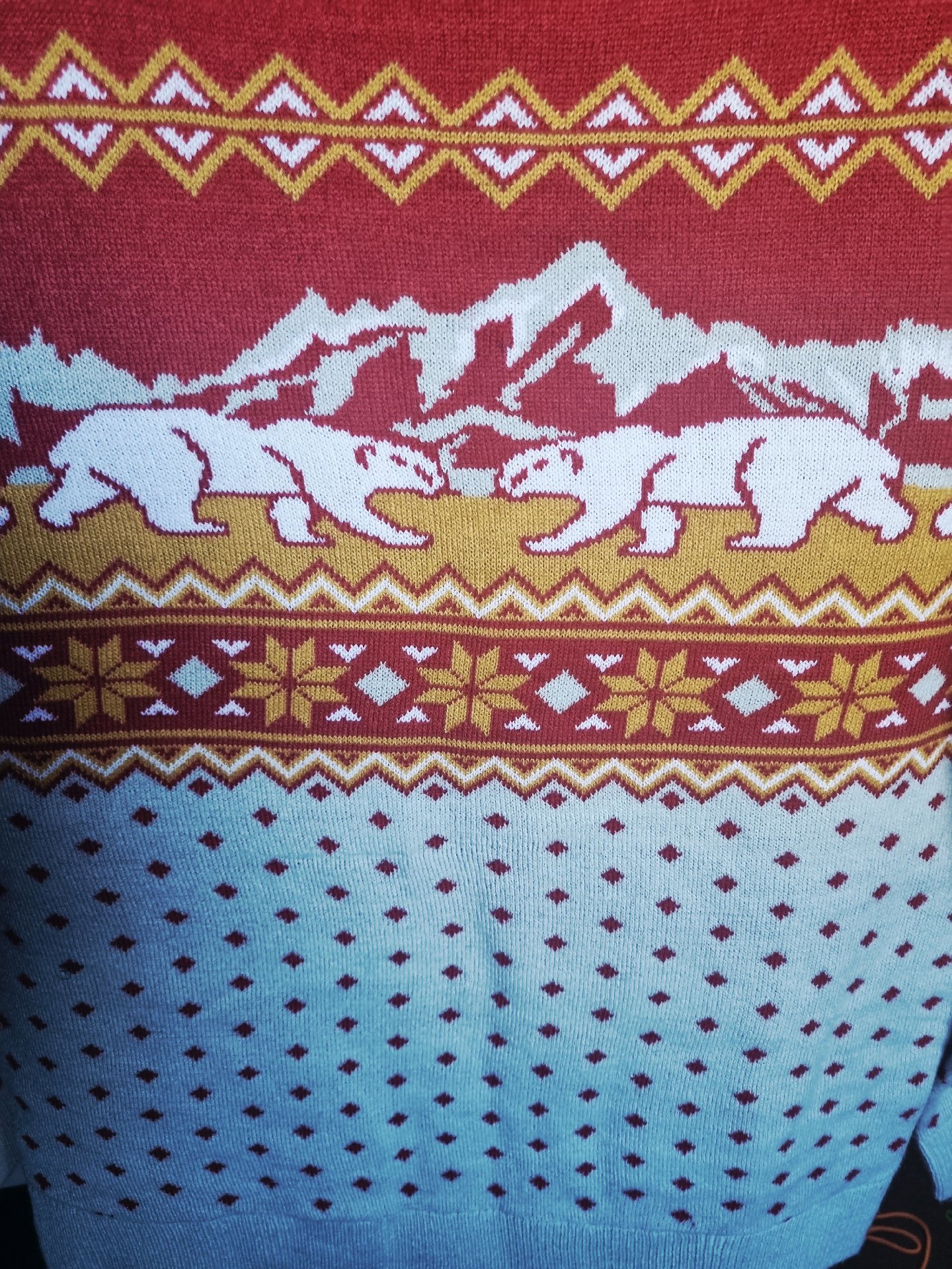 Paramour Red Patterned V-Neck Jumper – Size M, Paramour, M, Excellent condition — preloved on SilentSale®