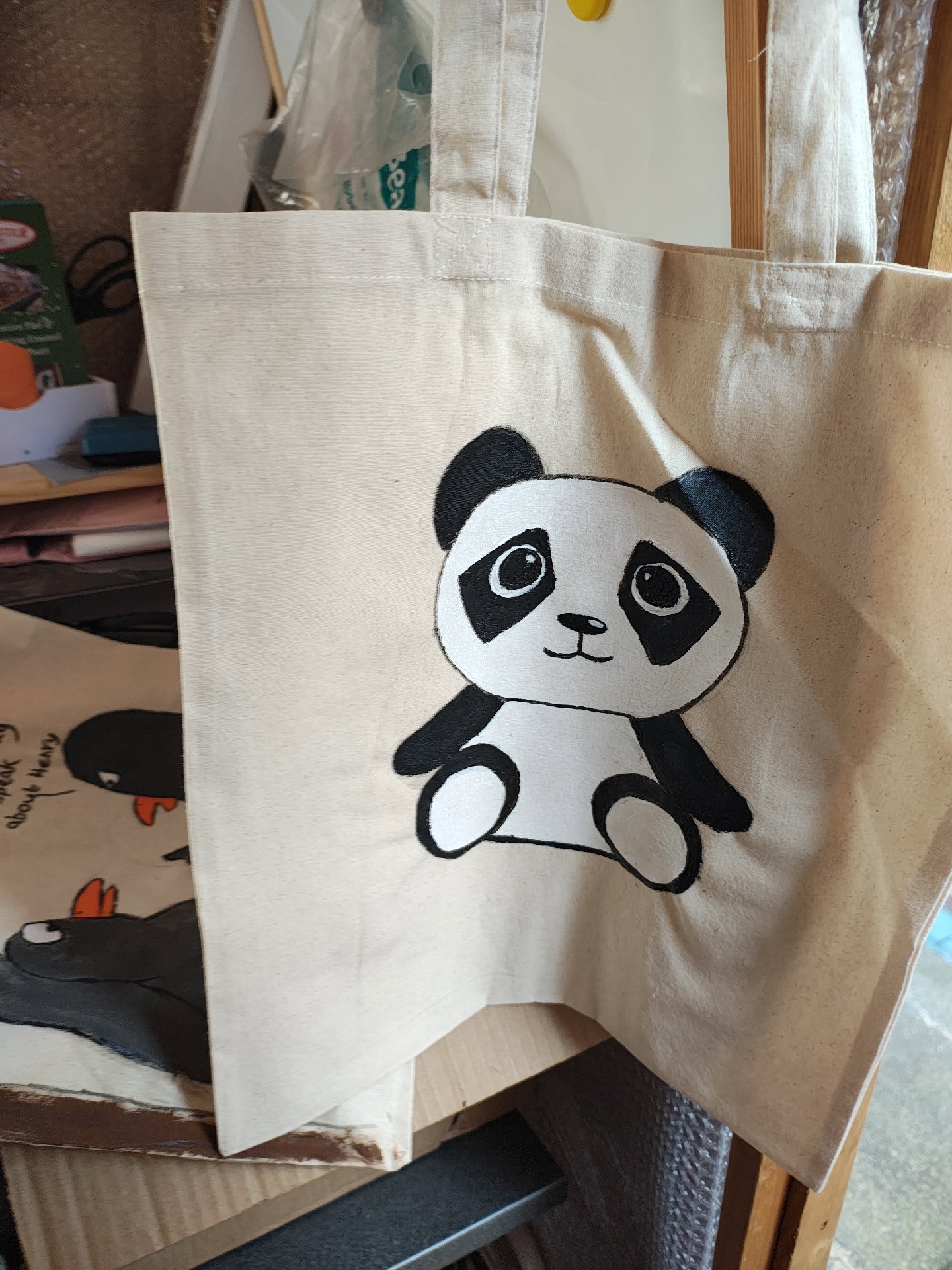 Canvas Tote Bag with Cute Panda Print, Canvas, Tote, New condition — preloved on SilentSale®