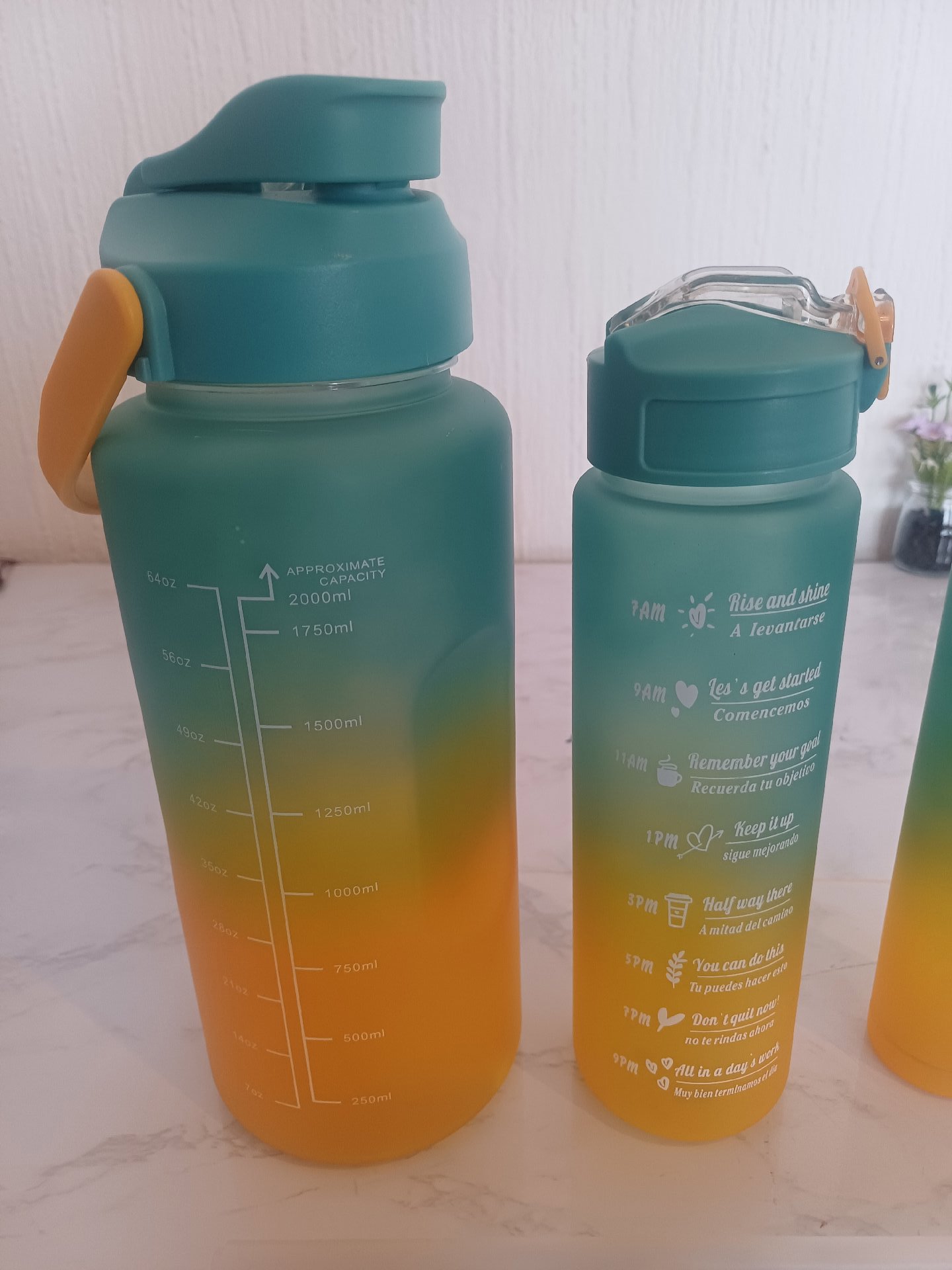 Set of 3 Gradient Water Bottles with Time Markings, TIME, One Size, Excellent condition — preloved on SilentSale®