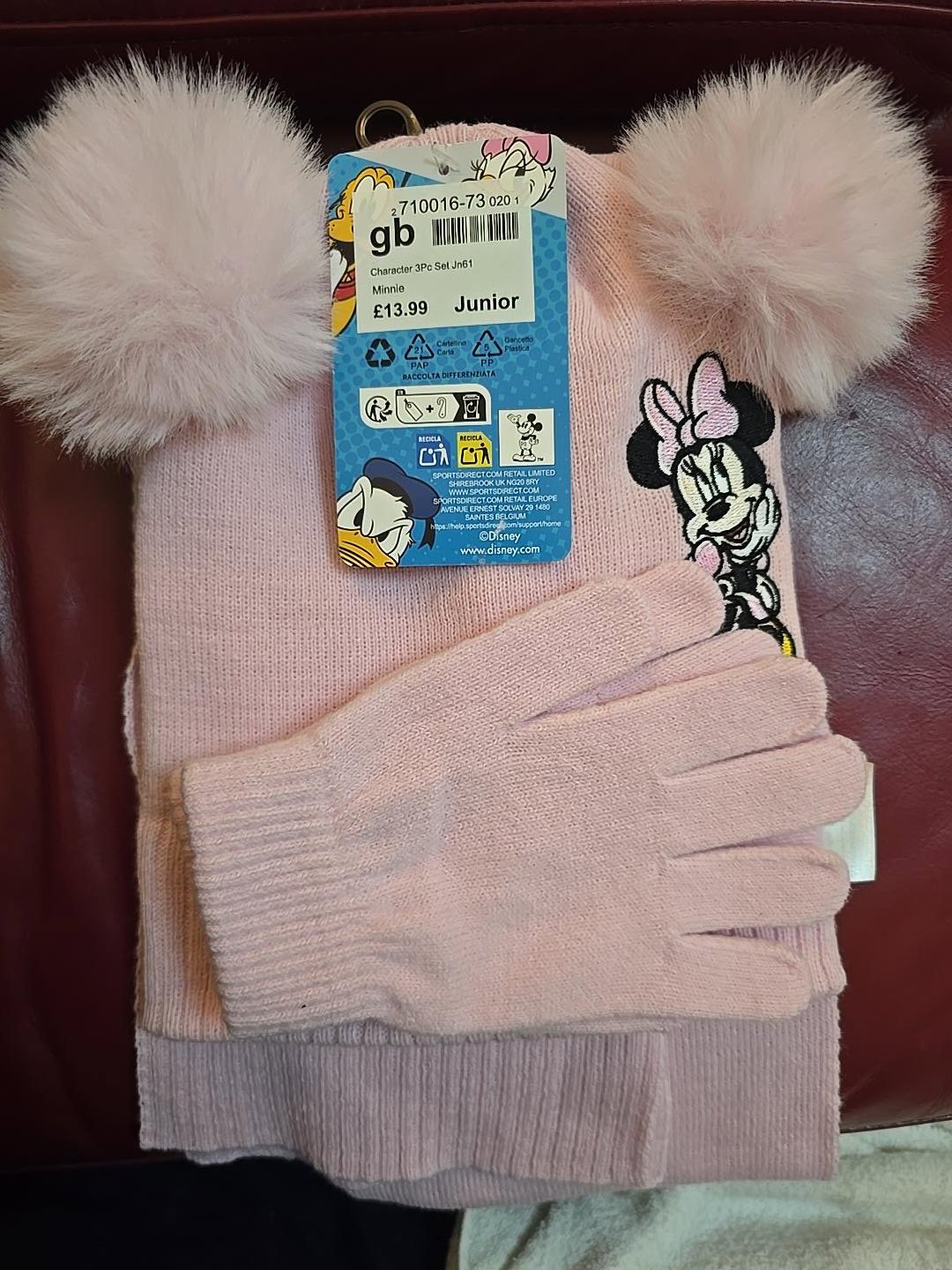 Disney Minnie Mouse Pink Junior 3-Piece Winter Hat, Scarf & Gloves Set, Disney, Junior, New condition — preloved on SilentSale®