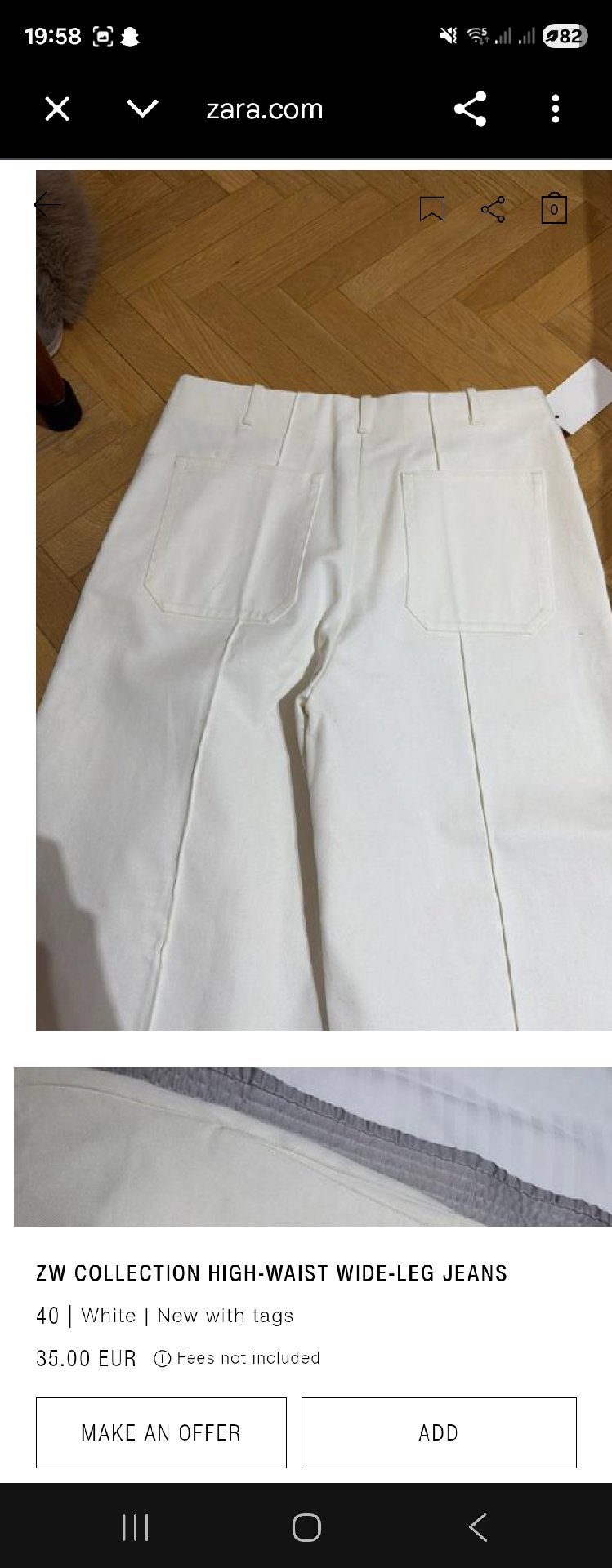  White High-Waist Wide-Leg Jeans – Size 40, Zara, 40, New condition — preloved on SilentSale®