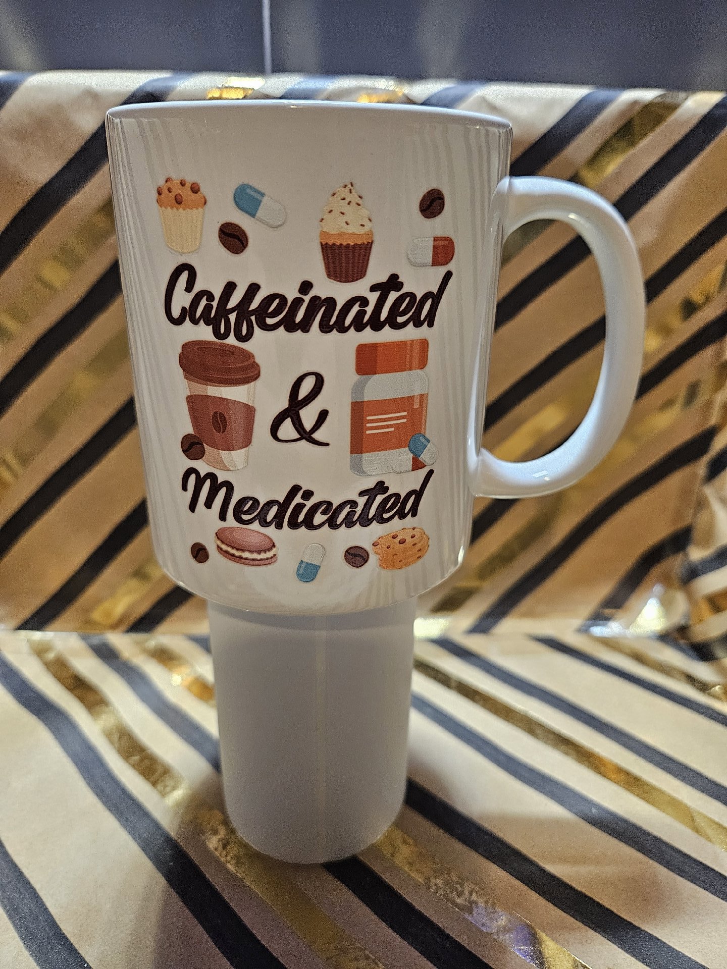 Caffeinated & Medicated Ceramic Travel Mug, Unbranded, One Size, New condition — preloved on SilentSale®