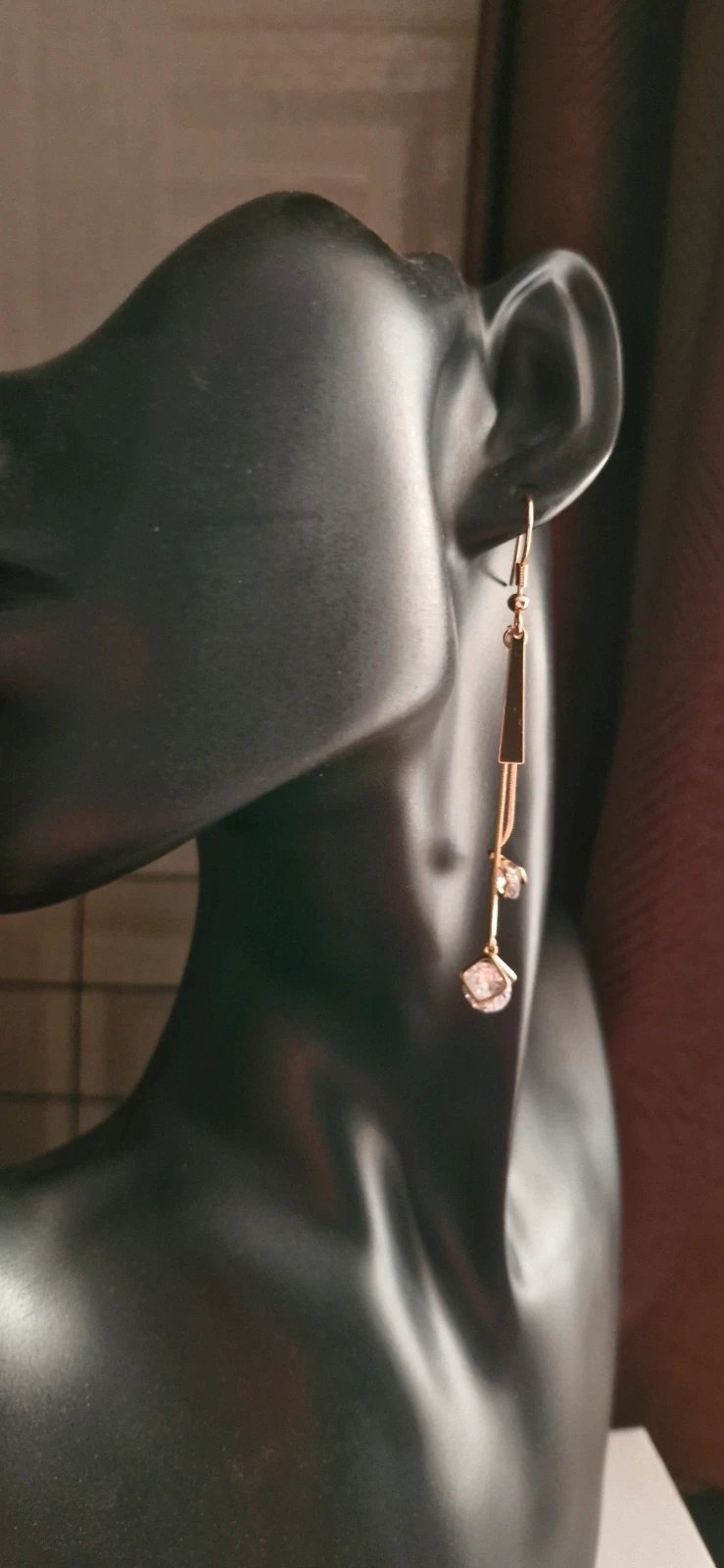 Gold Tone Drop Earrings with Clear Crystal Detail, Gold Tone, One Size, New condition — preloved on SilentSale®